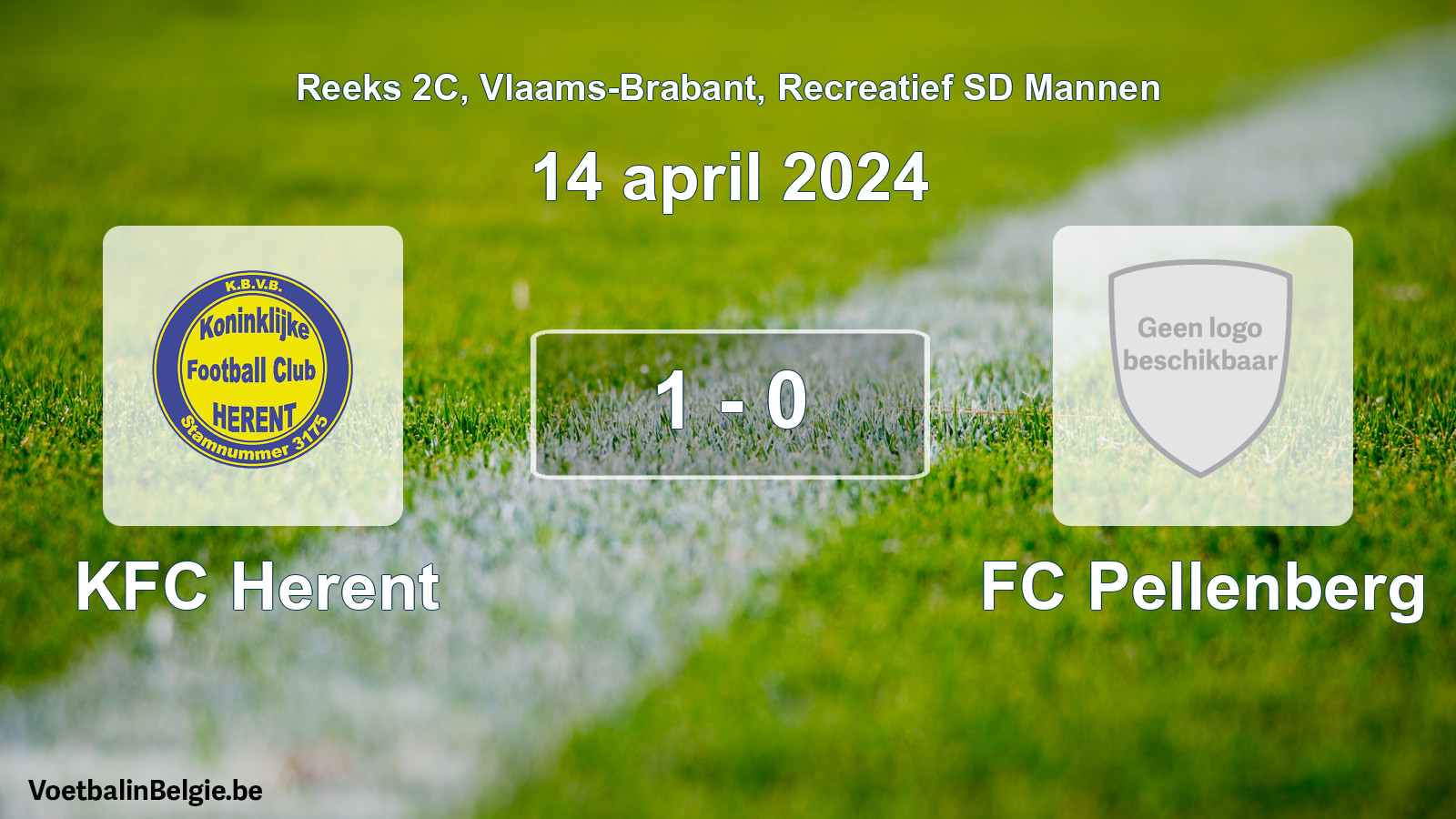 Gespeelde wedstrijd recreatiefvoetbal: KFC Herent - FC Pellenberg 1 - 0 (14 april 2024)