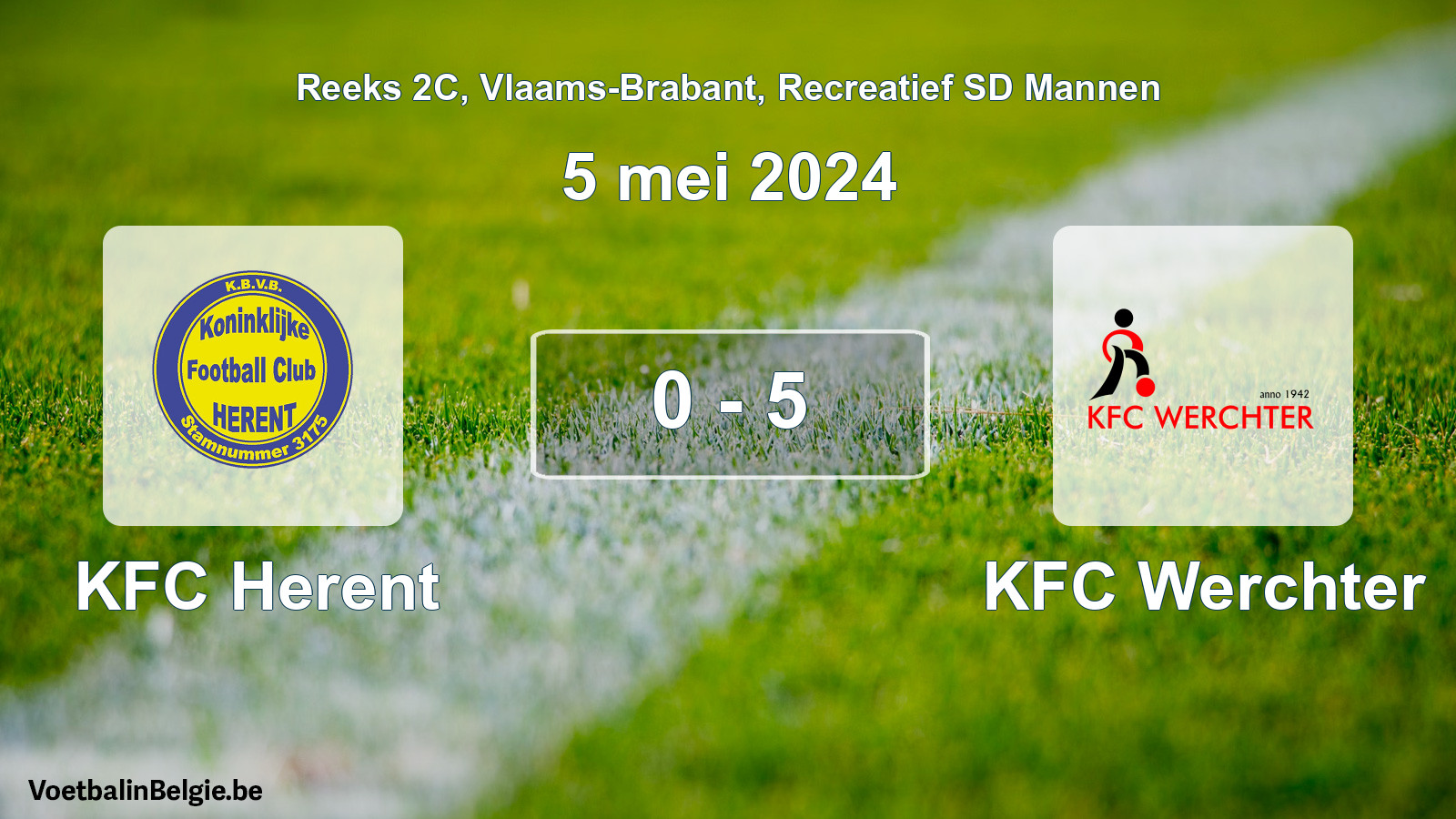 Gespeelde wedstrijd recreatiefvoetbal: KFC Herent - KFC Werchter 0 - 5 (5 mei 2024)