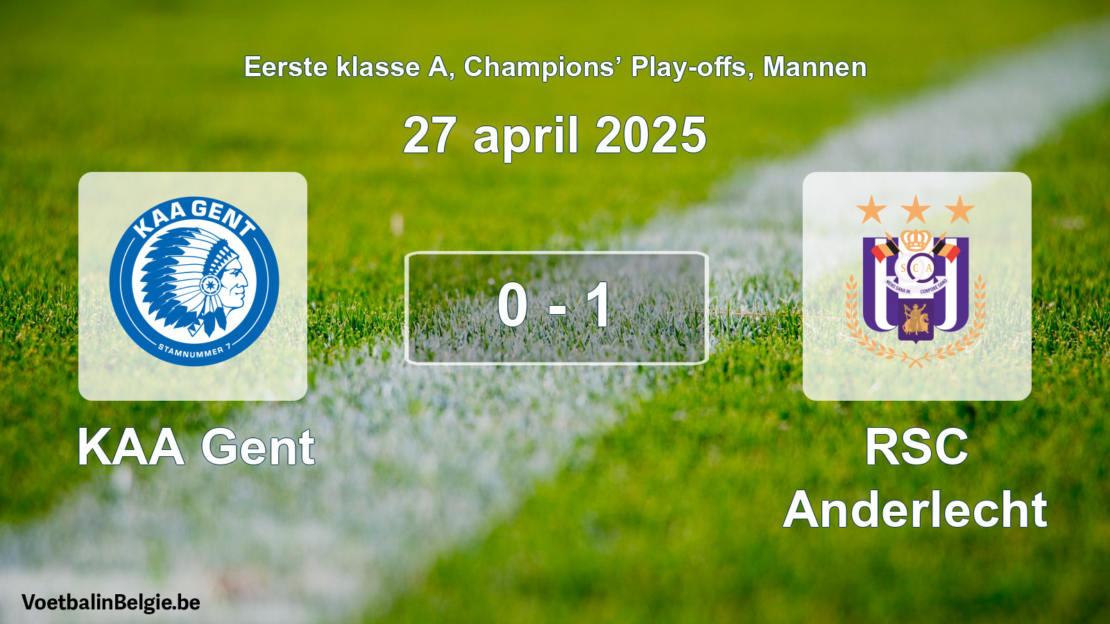 Gespeelde wedstrijd mannenvoetbal: KAA Gent - RSC Anderlecht 0 - 1 (27 april 2025)