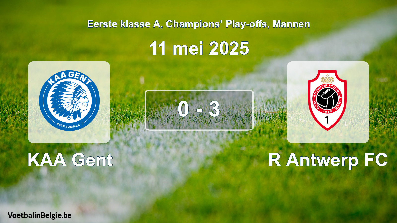 Gespeelde wedstrijd mannenvoetbal: KAA Gent - R Antwerp FC 0 - 3 (11 mei 2025)