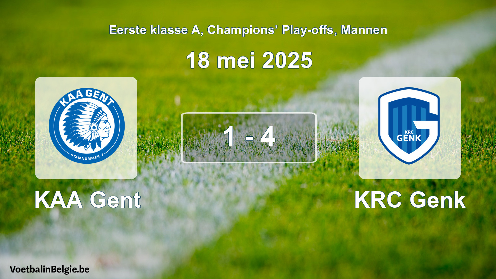 Gespeelde wedstrijd mannenvoetbal: KAA Gent - KRC Genk 1 - 4 (18 mei 2025)