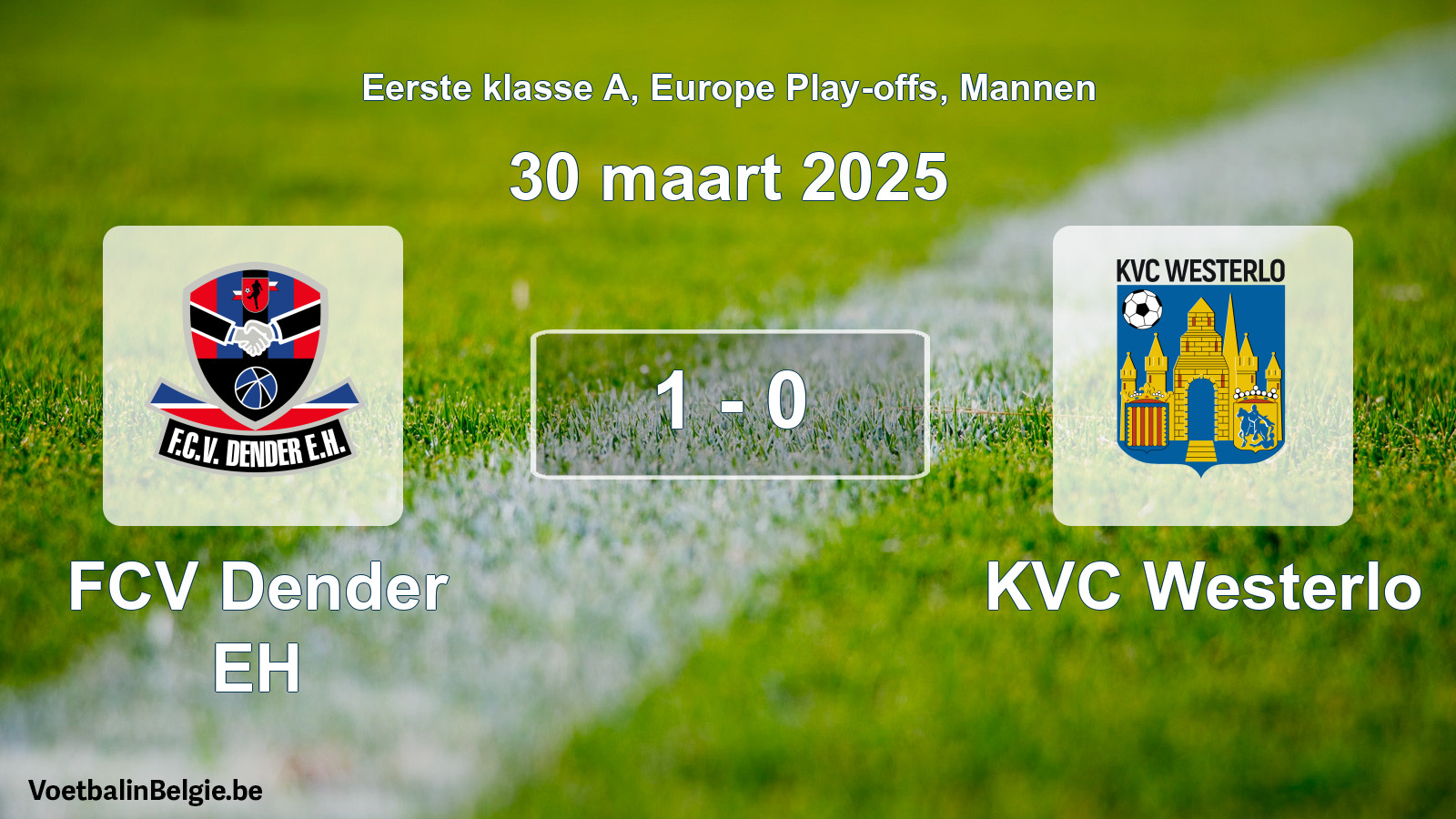 Gespeelde wedstrijd mannenvoetbal: FCV Dender EH - KVC Westerlo 1 - 0 (30 maart 2025)
