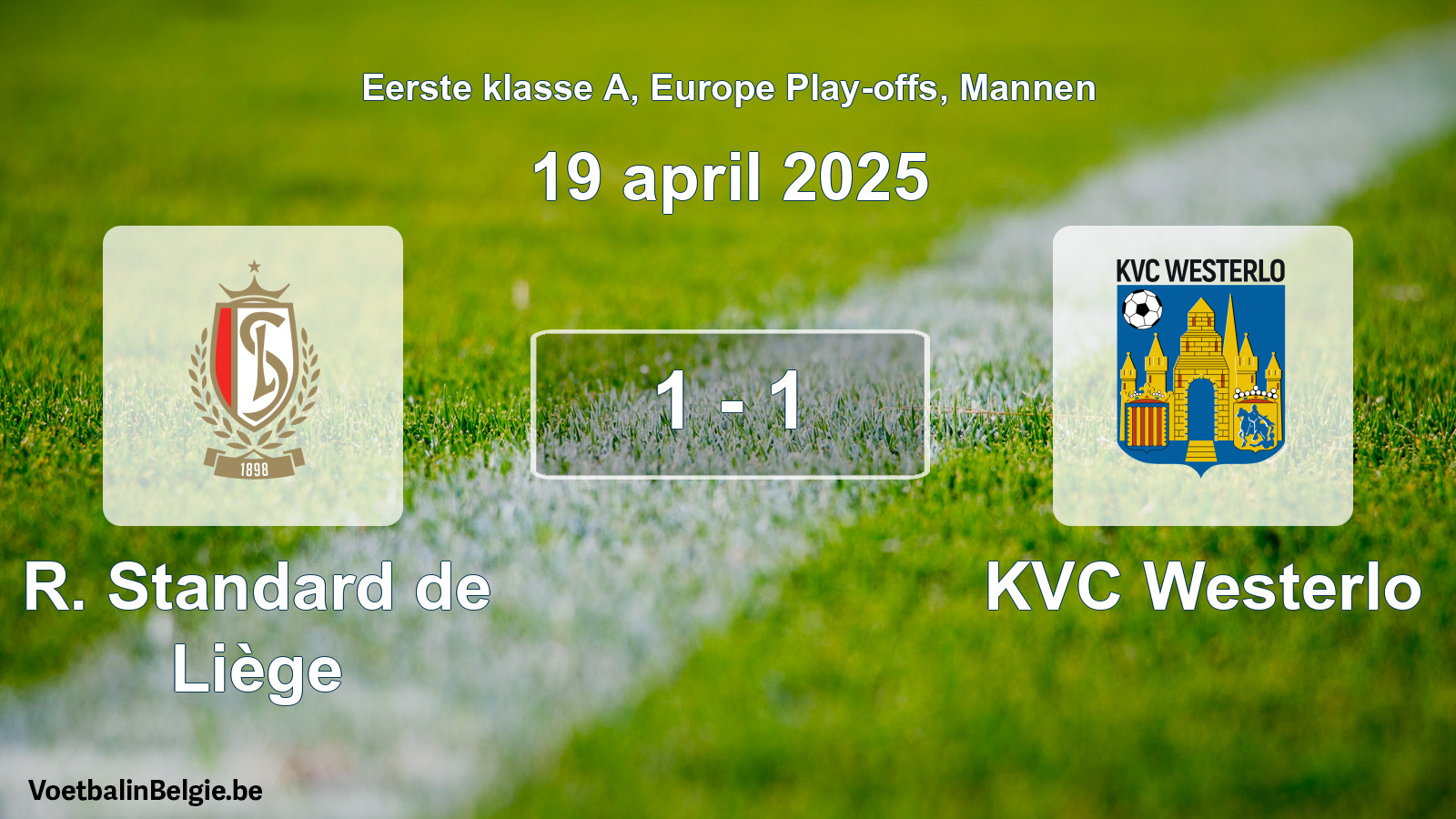 Gespeelde wedstrijd mannenvoetbal: R. Standard de Liège - KVC Westerlo 1 - 1 (19 april 2025)