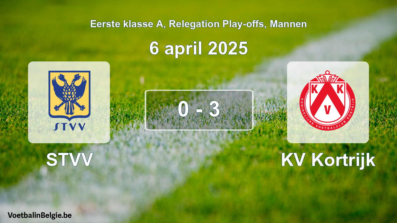 Gespeelde wedstrijd mannenvoetbal: STVV - KV Kortrijk 0 - 3 (6 april 2025)