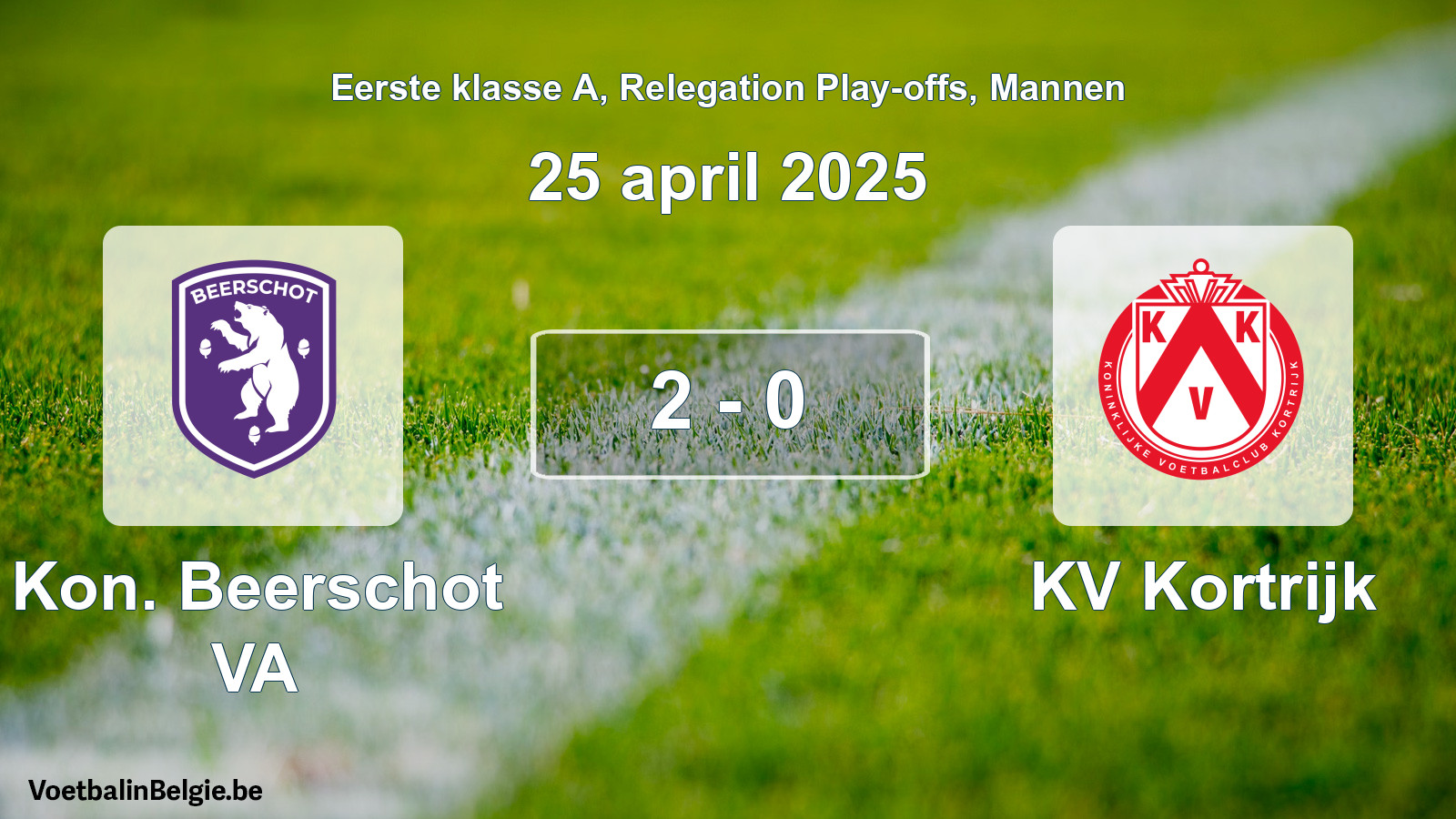 Gespeelde wedstrijd mannenvoetbal: Kon. Beerschot VA - KV Kortrijk 2 - 0 (25 april 2025)