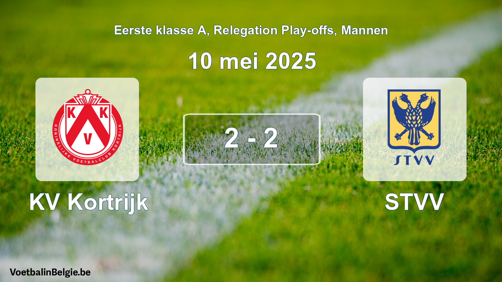 Gespeelde wedstrijd mannenvoetbal: KV Kortrijk - STVV 2 - 2 (10 mei 2025)