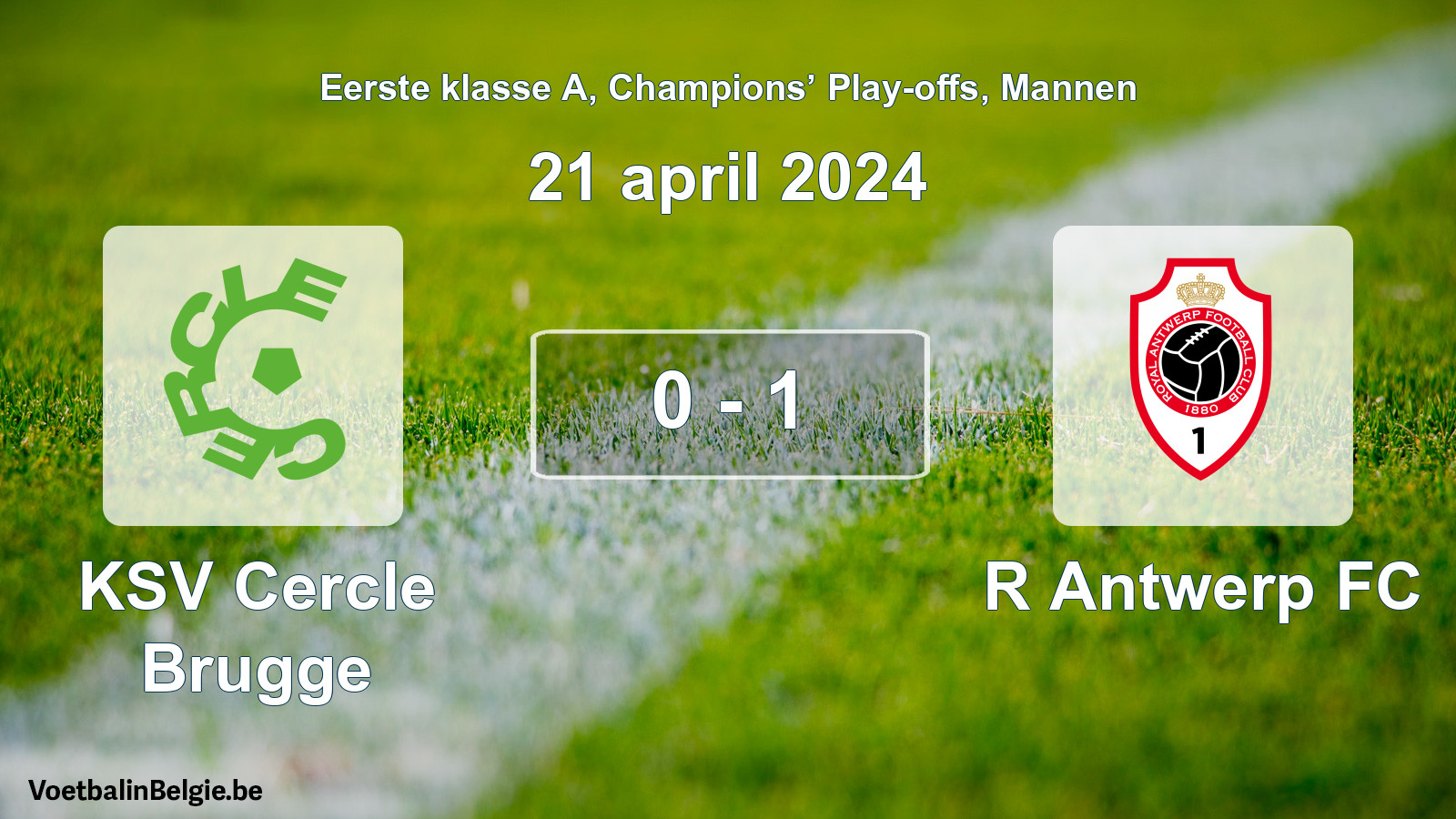 Gespeelde wedstrijd mannenvoetbal: KSV Cercle Brugge - R Antwerp FC 0 - 1 (21 april 2024)