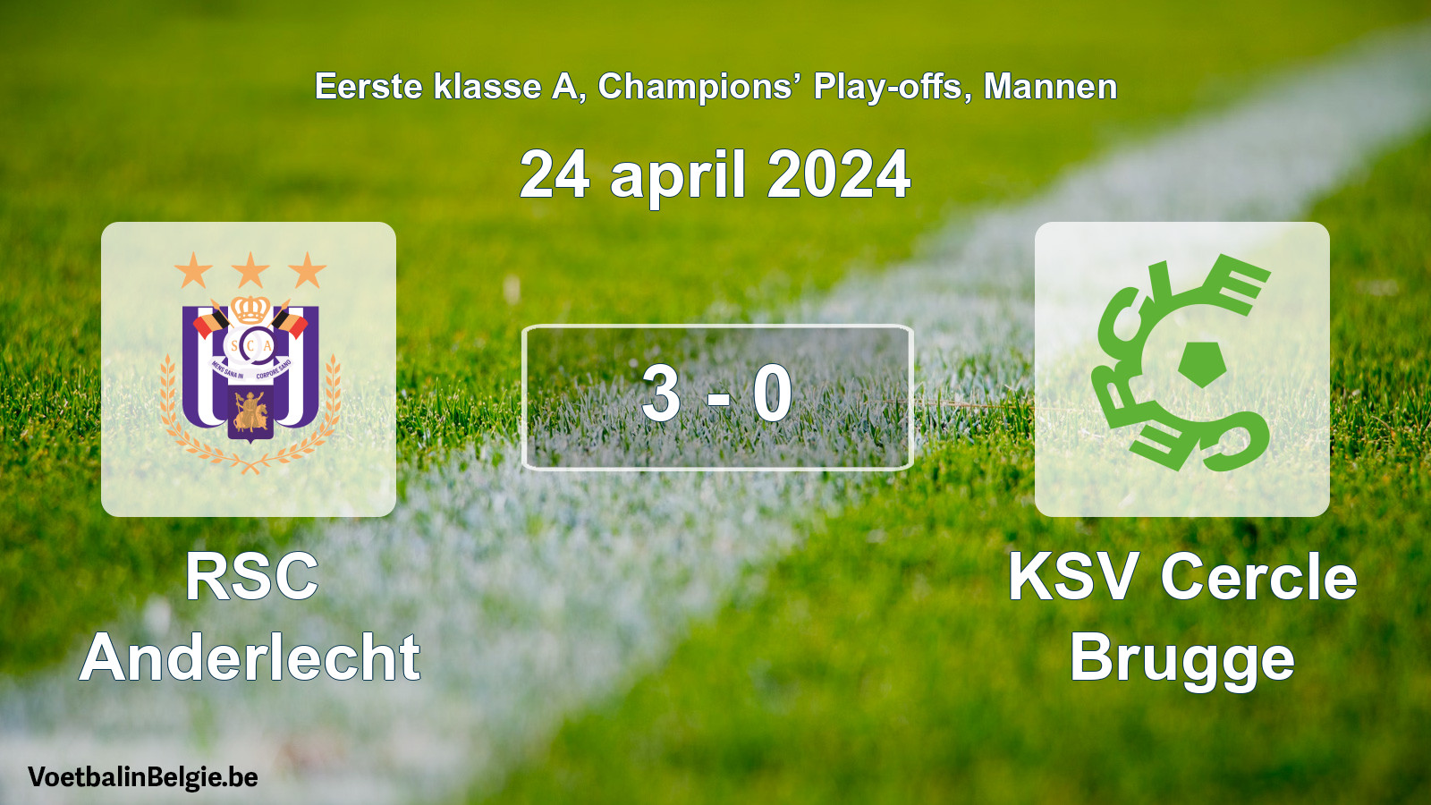 Gespeelde wedstrijd mannenvoetbal: RSC Anderlecht - KSV Cercle Brugge 3 - 0 (24 april 2024)
