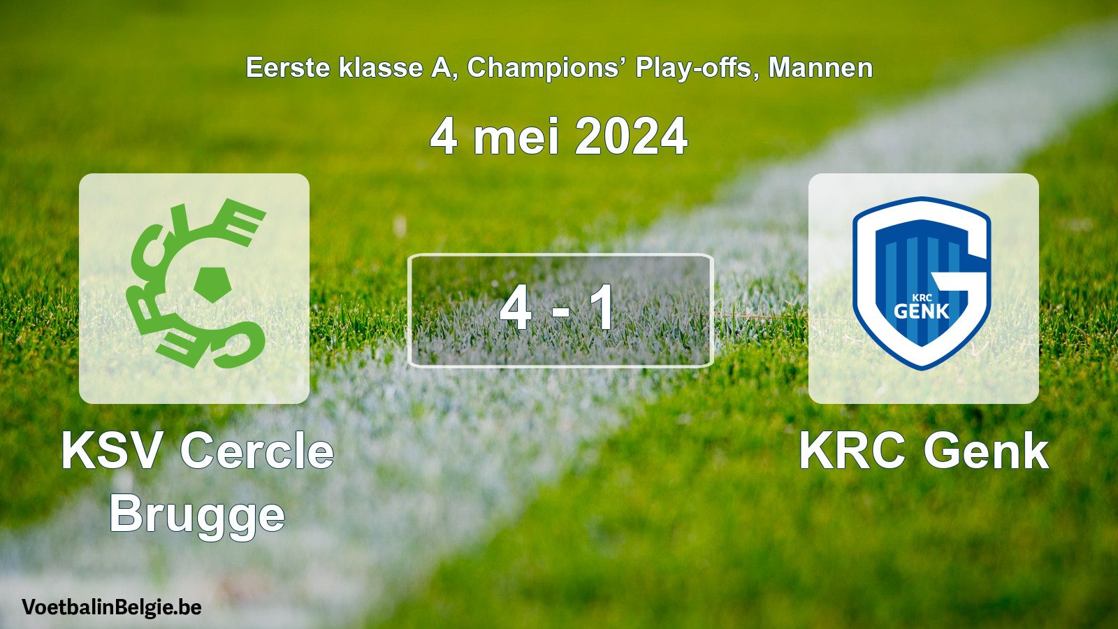 Gespeelde wedstrijd mannenvoetbal: KSV Cercle Brugge - KRC Genk 4 - 1 (4 mei 2024)