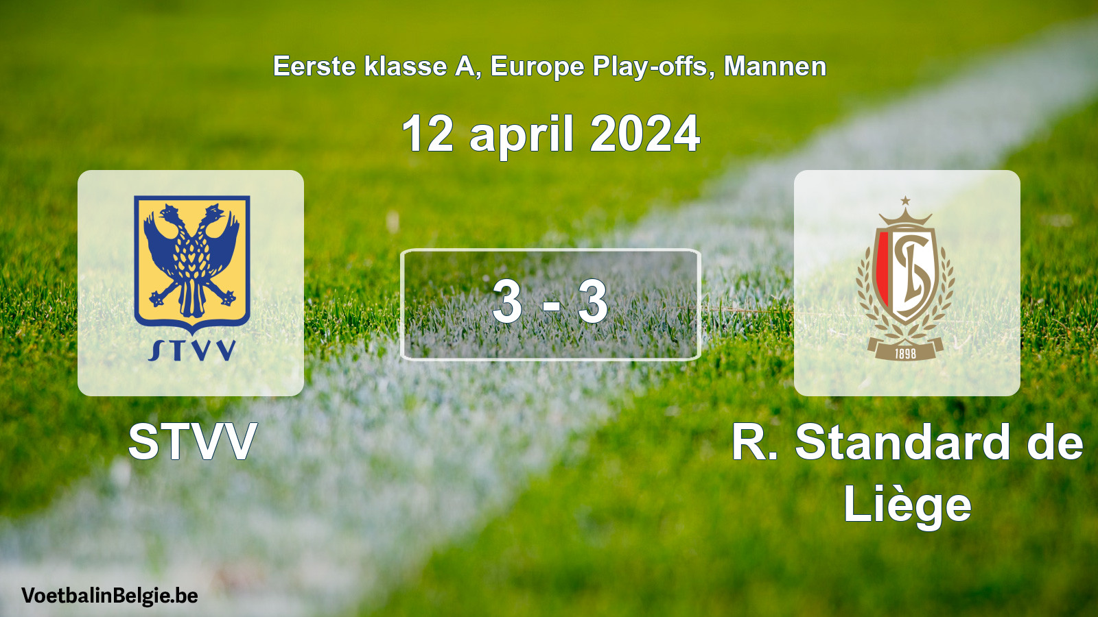 Gespeelde wedstrijd mannenvoetbal: STVV - R. Standard de Liège 3 - 3 (12 april 2024)