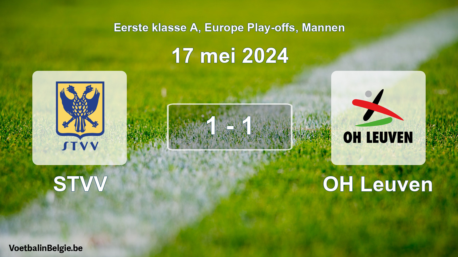 Gespeelde wedstrijd mannenvoetbal: STVV - OH Leuven 1 - 1 (17 mei 2024)