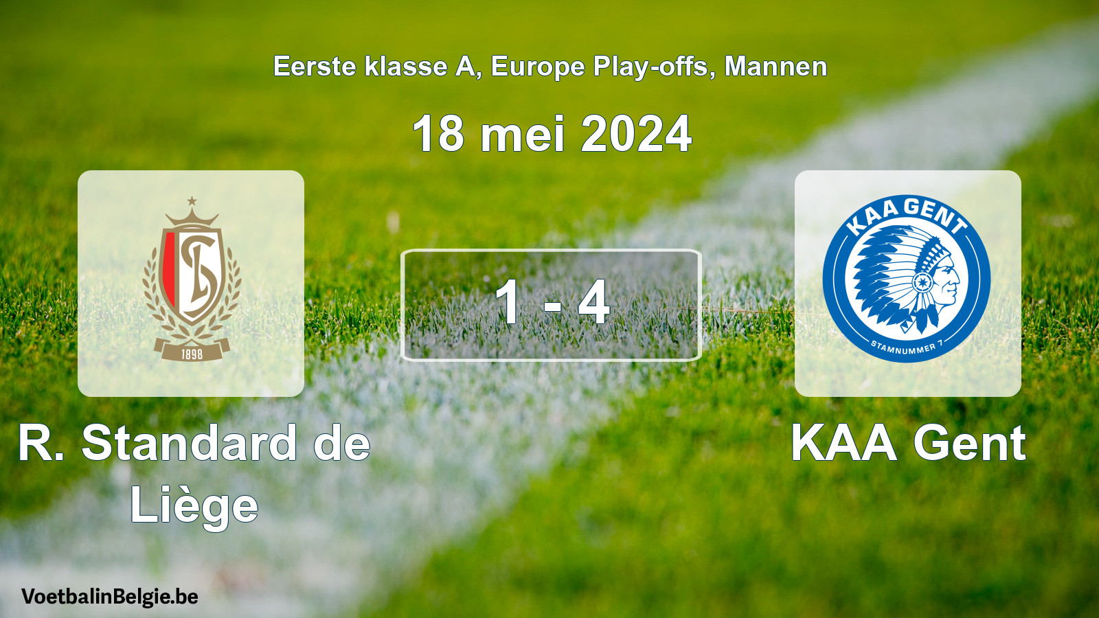 Gespeelde wedstrijd mannenvoetbal: R. Standard de Liège - KAA Gent 1 - 4 (18 mei 2024)