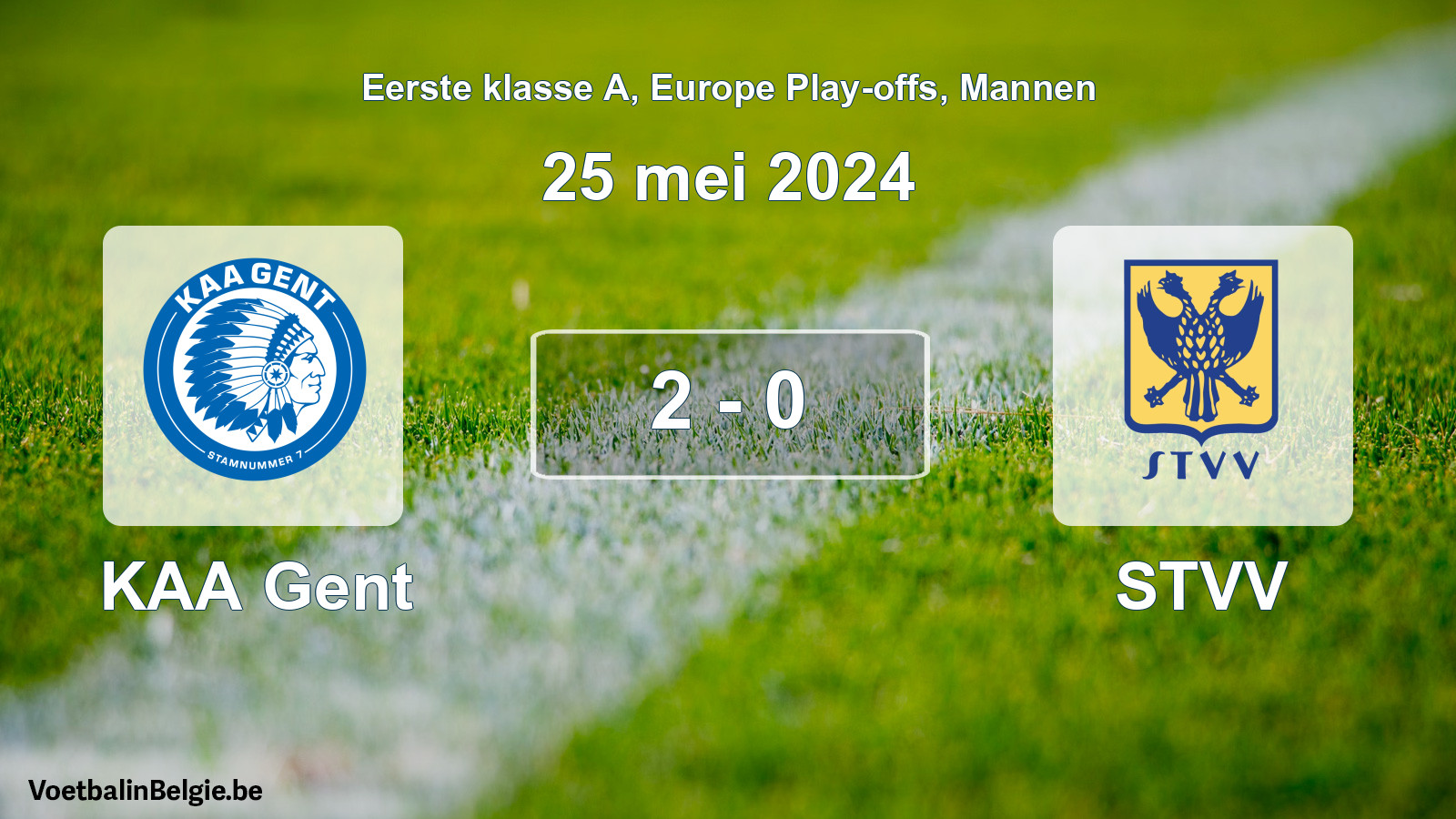 Gespeelde wedstrijd mannenvoetbal: KAA Gent - STVV 2 - 0 (25 mei 2024)