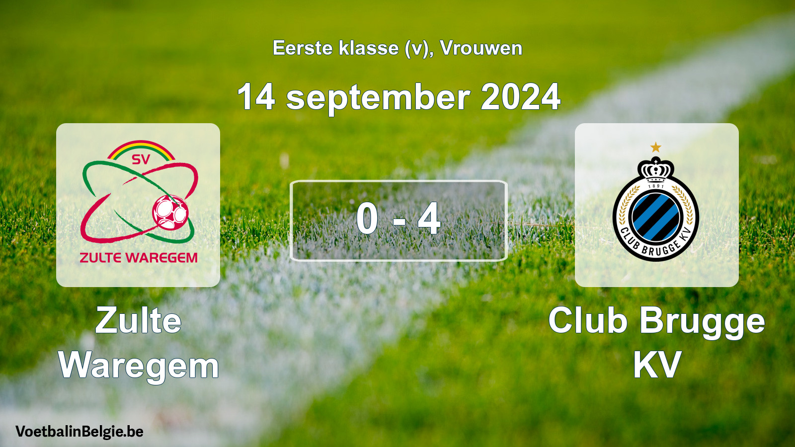 Played match women football: Zulte Waregem - Club Brugge KV 0 - 4 (14 September 2024)