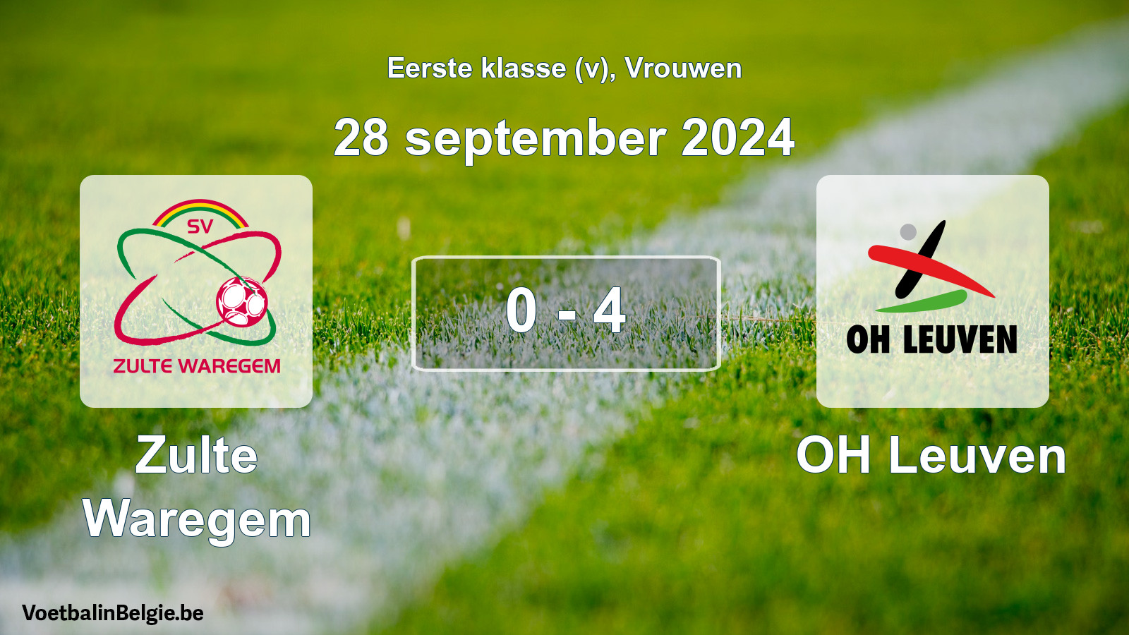 Played match women football: Zulte Waregem - OH Leuven 0 - 4 (28 September 2024)