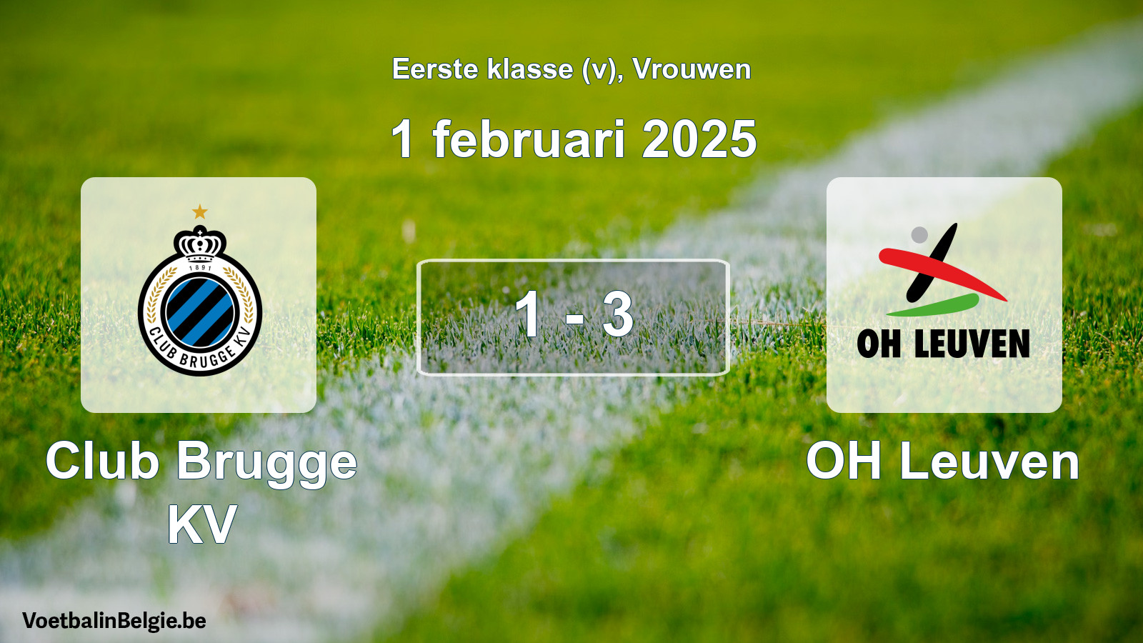 Played match women football: Club Brugge KV - OH Leuven 1 - 3 (1 February 2025)
