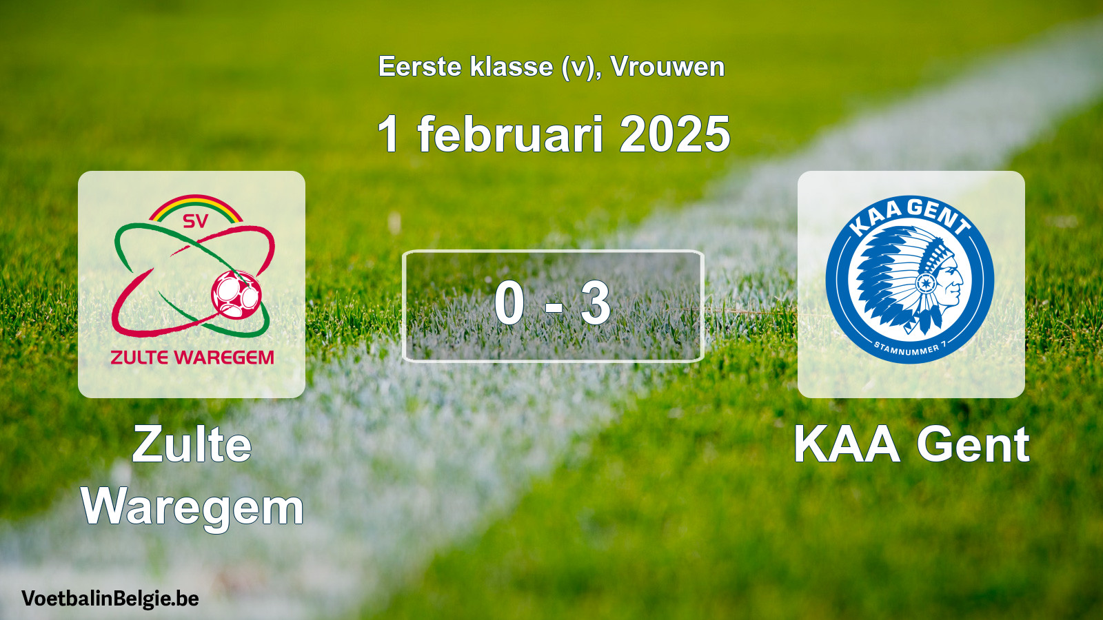 Played match women football: Zulte Waregem - KAA Gent 0 - 3 (1 February 2025)