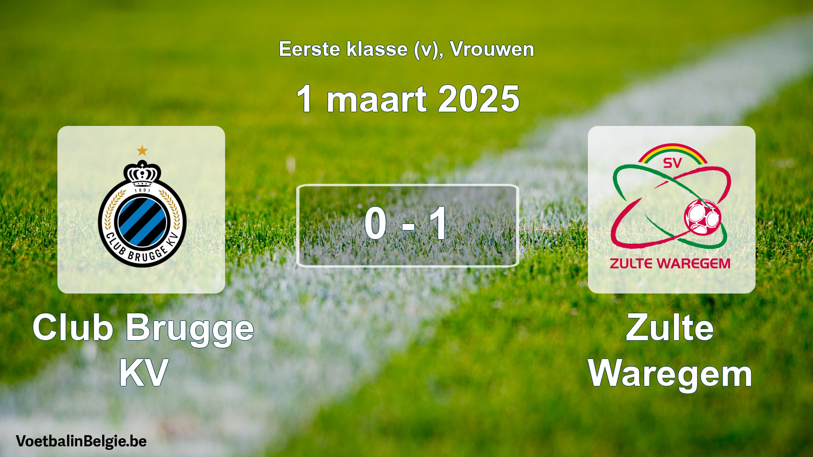 Gespieltes Spiel frauen-Fußball: Club Brugge KV - Zulte Waregem 0 - 1 (1 März 2025)