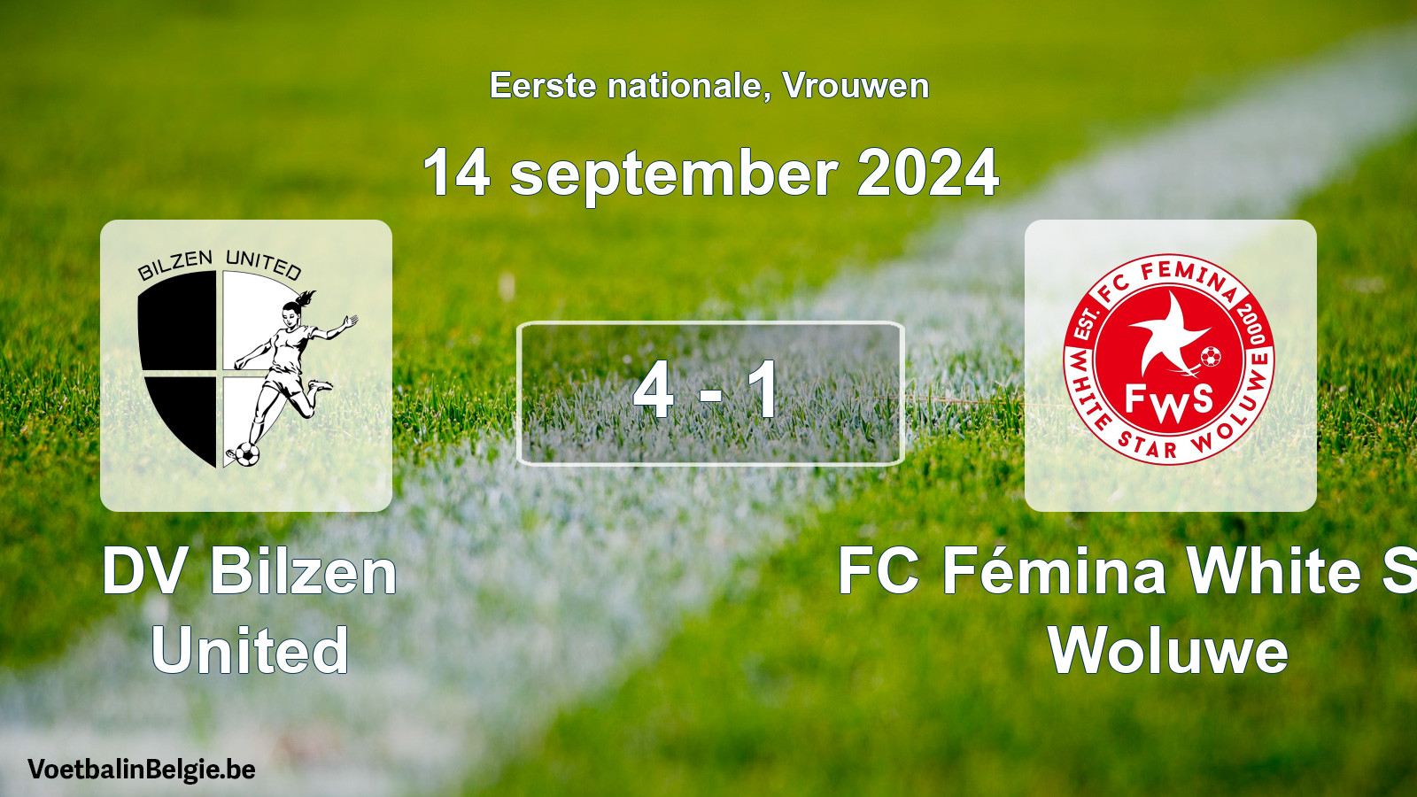 Played match women football: DV Bilzen United - FC Fémina White Star Woluwe 4 - 1 (14 September 2024)