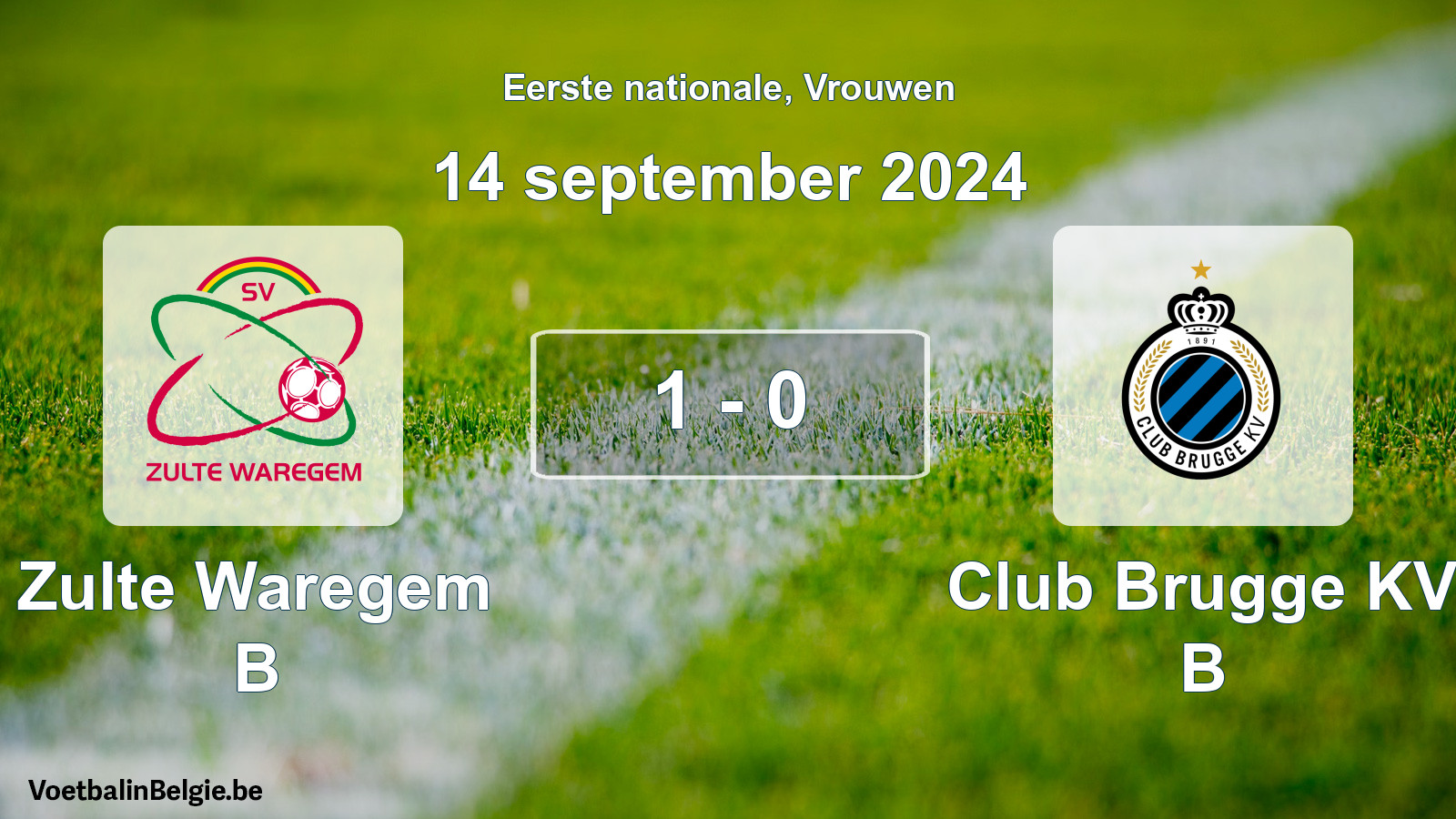 Gespieltes Spiel frauen-Fußball: Zulte Waregem B - Club Brugge KV B 1 - 0 (14 September 2024)