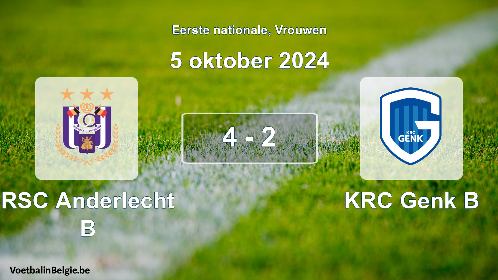 Played match women football: RSC Anderlecht B - KRC Genk B 4 - 2 (5 October 2024)