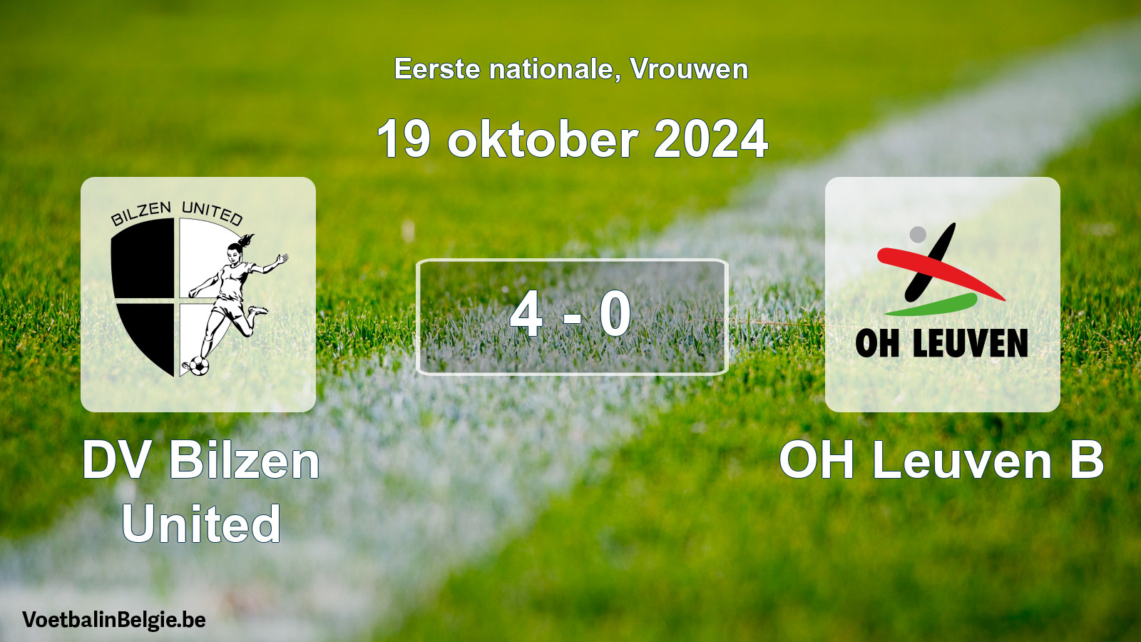 Gespieltes Spiel frauen-Fußball: DV Bilzen United - OH Leuven B 4 - 0 (19 Oktober 2024)