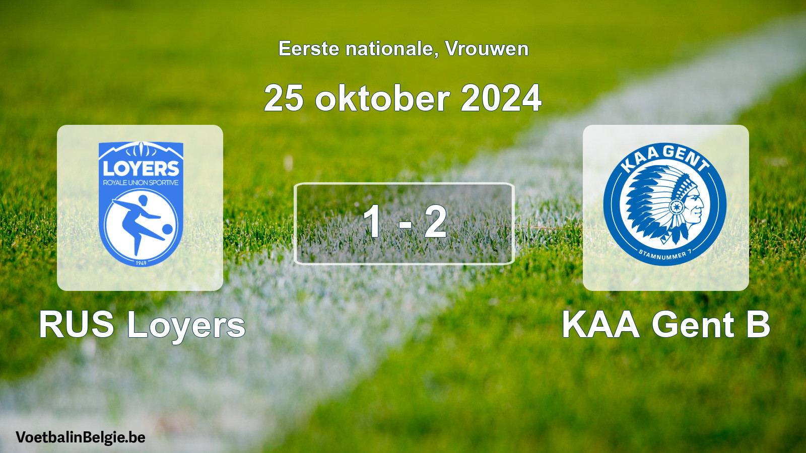 Played match women football: RUS Loyers - KAA Gent B 1 - 2 (25 October 2024)