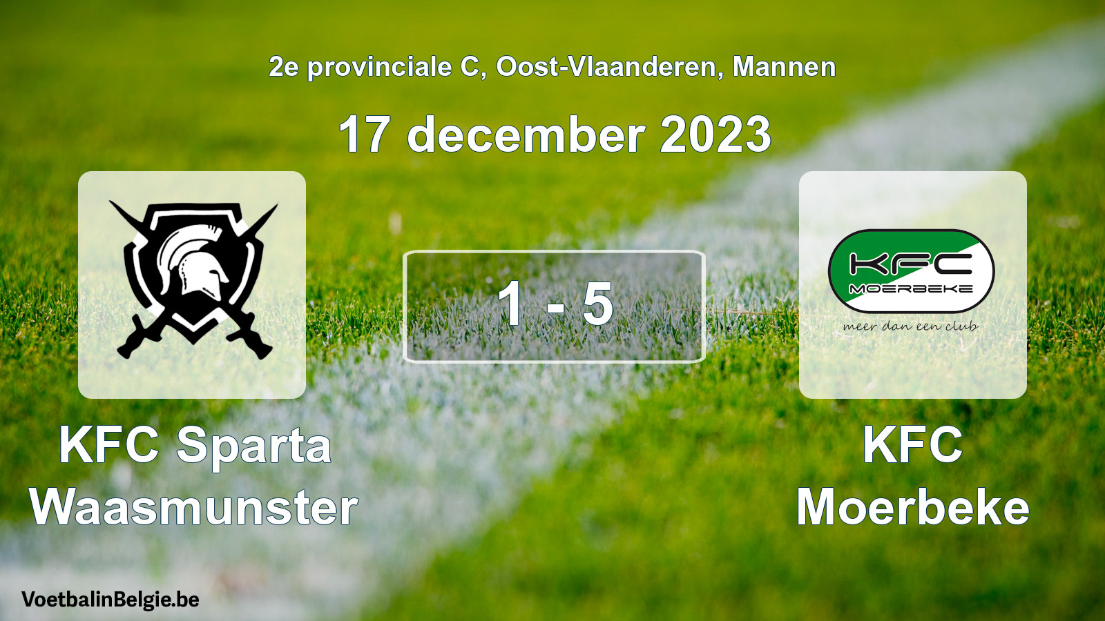 Gespeelde wedstrijd mannenvoetbal: KFC Sparta Waasmunster - KFC Moerbeke 1 - 5 (17 december 2023)