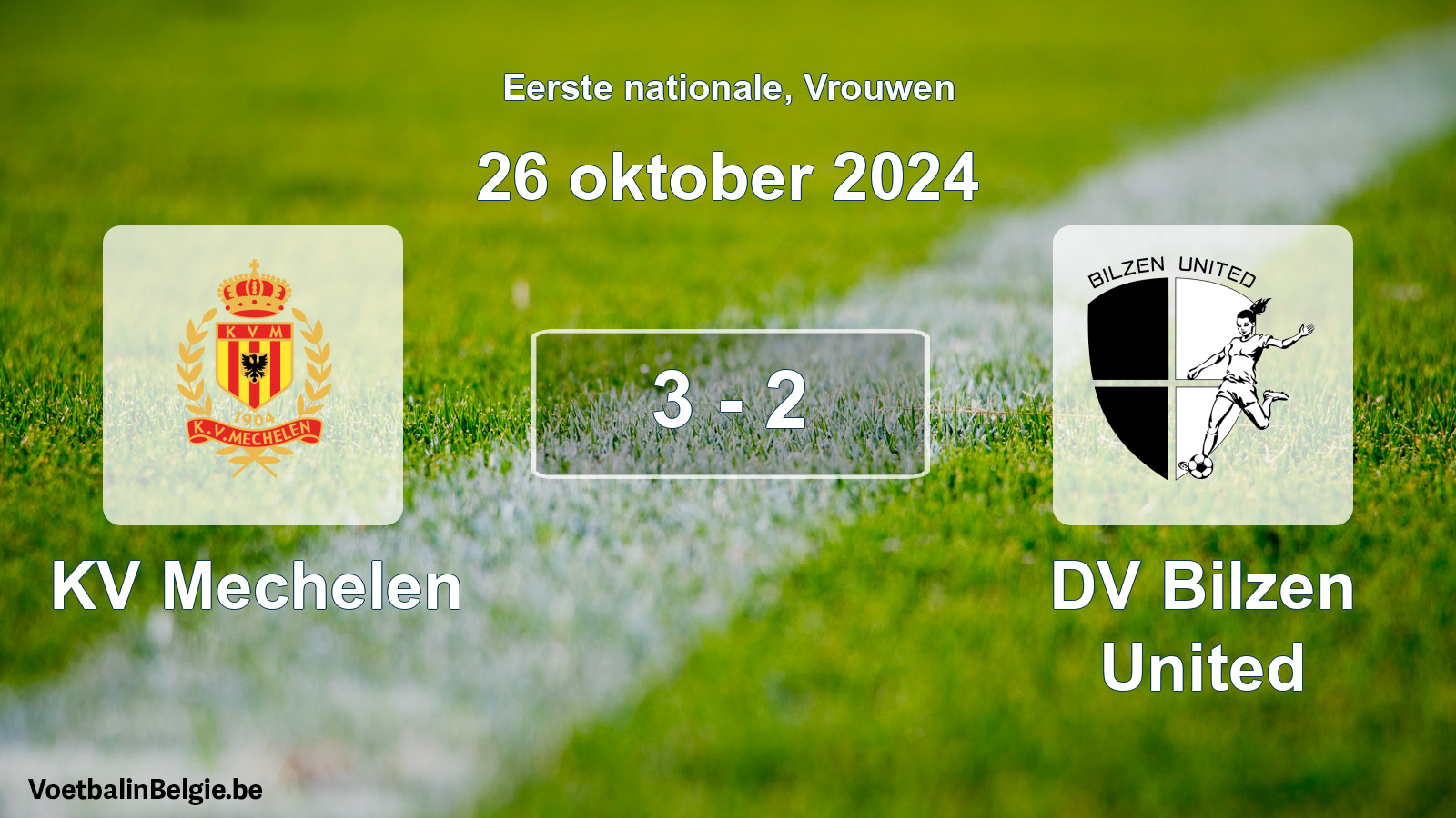 Gespieltes Spiel frauen-Fußball: KV Mechelen - DV Bilzen United 3 - 2 (26 Oktober 2024)