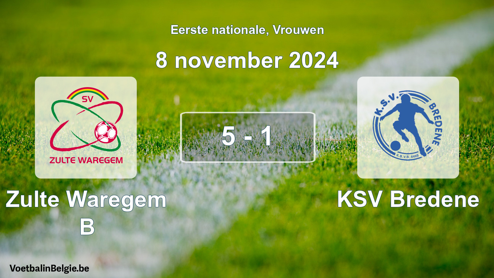 Played match women football: Zulte Waregem B - KSV Bredene 5 - 1 (8 November 2024)