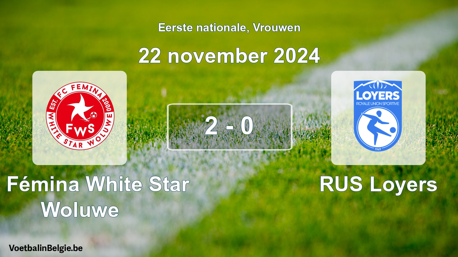 Gespeelde wedstrijd vrouwenvoetbal: FC Fémina White Star Woluwe - RUS Loyers 2 - 0 (22 november 2024)
