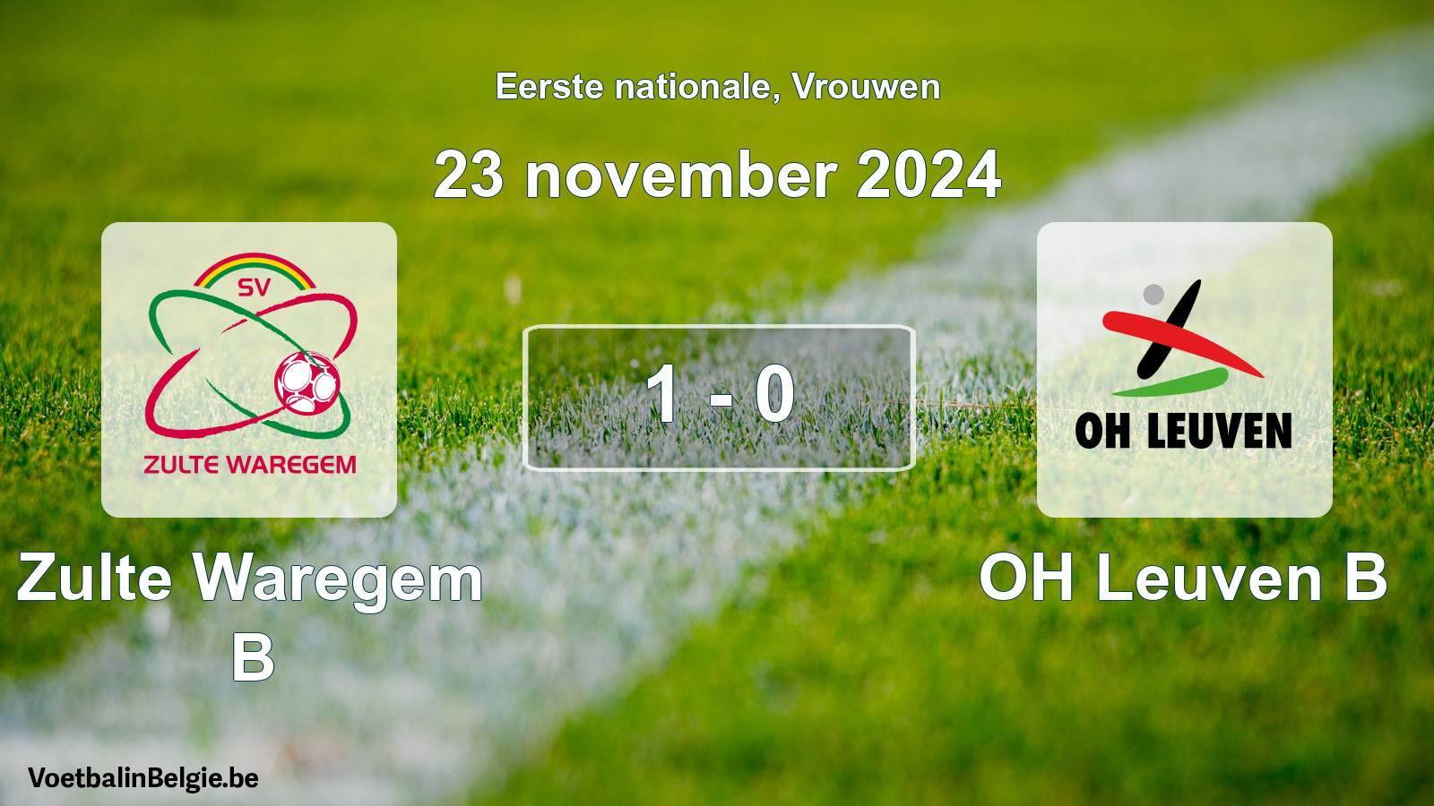 Played match women football: Zulte Waregem B - OH Leuven B 1 - 0 (23 November 2024)