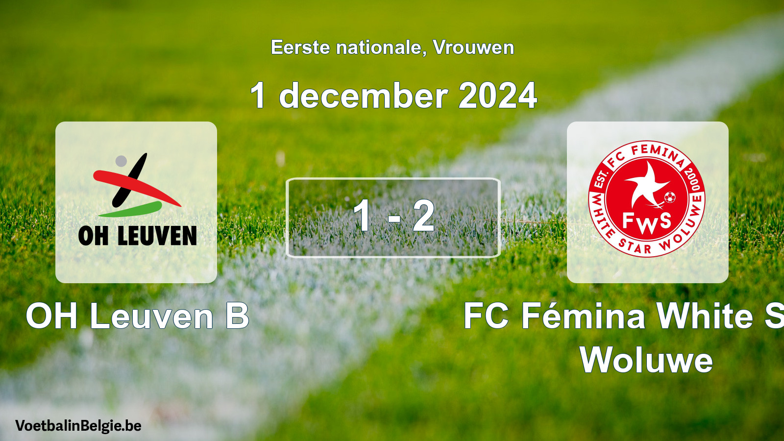 Gespeelde wedstrijd vrouwenvoetbal: OH Leuven B - FC Fémina White Star Woluwe 1 - 2 (1 december 2024)