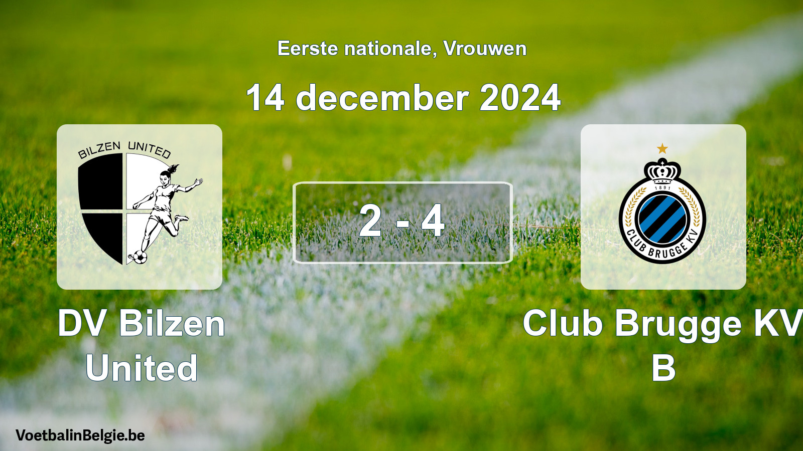 Gespieltes Spiel frauen-Fußball: DV Bilzen United - Club Brugge KV B 2 - 4 (14 Dezember 2024)