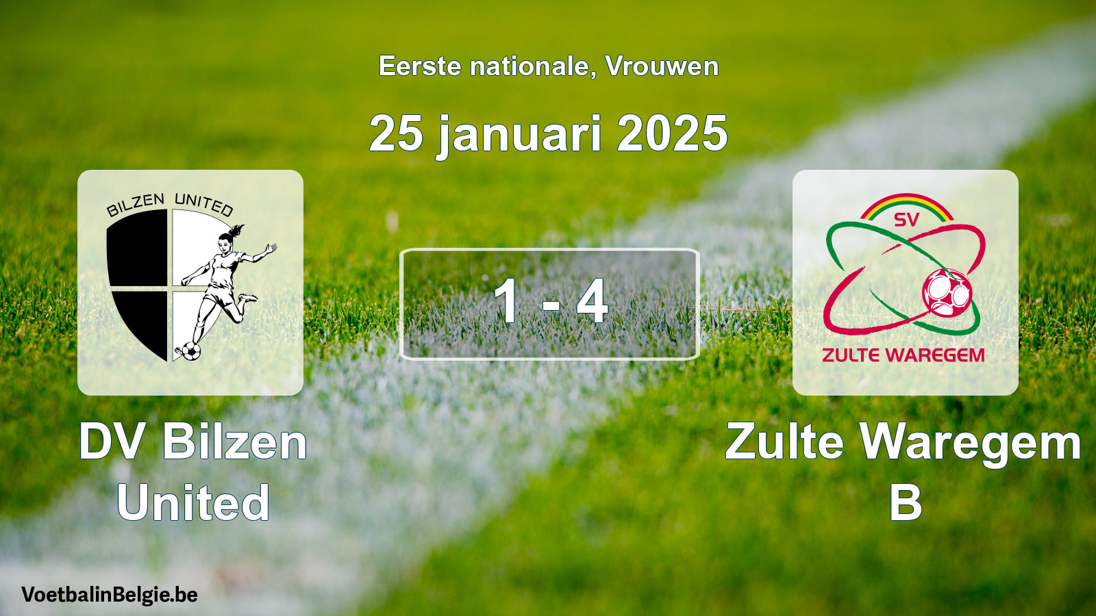 Gespieltes Spiel frauen-Fußball: DV Bilzen United - Zulte Waregem B 1 - 4 (25 Januar 2025)