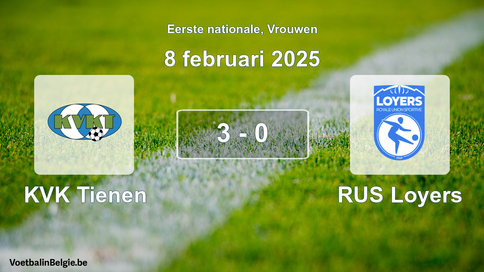 Gespieltes Spiel frauen-Fußball: KVK Tienen - RUS Loyers 3 - 0 (8 Februar 2025)