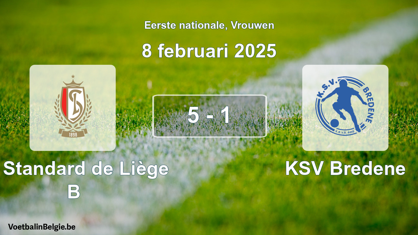 Match joué football femmes: R. Standard de Liège B - KSV Bredene 5 - 1 (8 février 2025)
