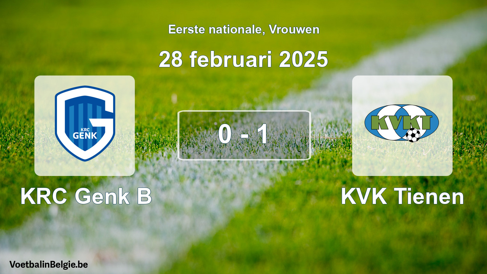 Gespieltes Spiel frauen-Fußball: KRC Genk B - KVK Tienen 0 - 1 (28 Februar 2025)
