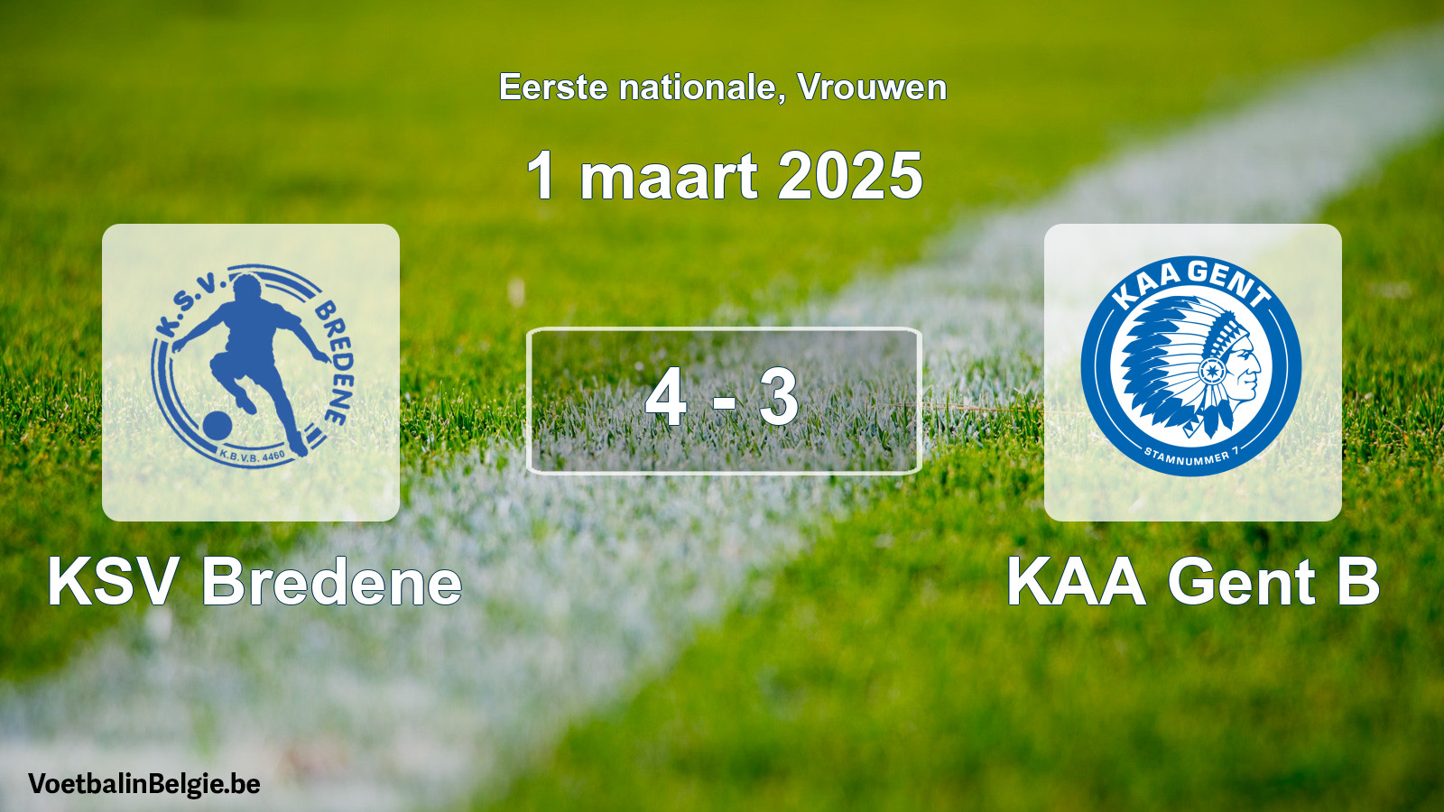 Played match women football: KSV Bredene - KAA Gent B 4 - 3 (1 March 2025)