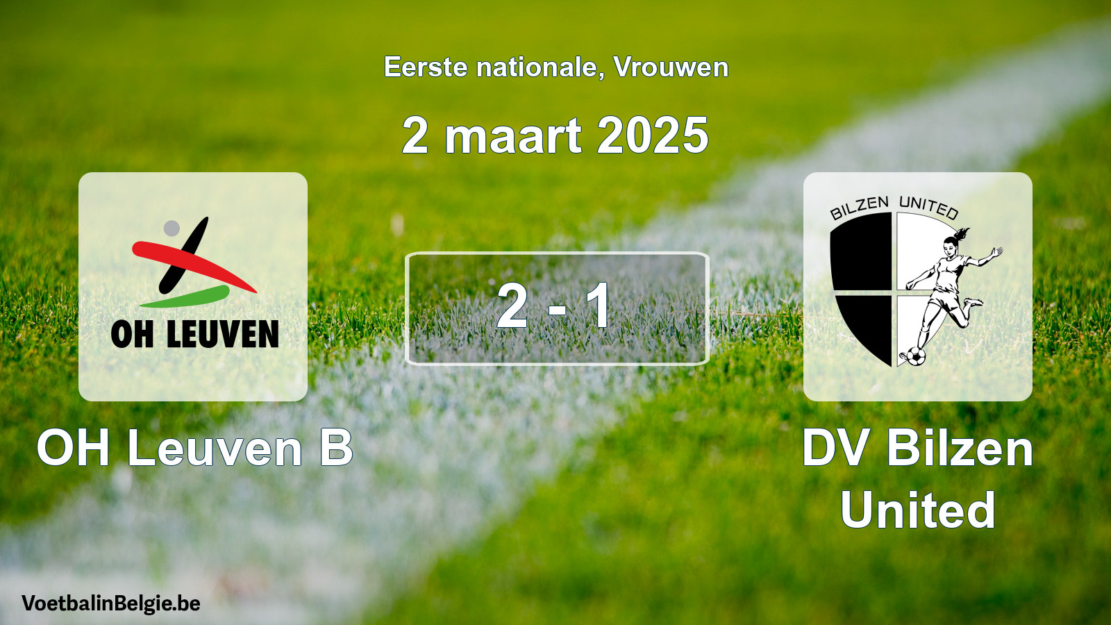 Gespieltes Spiel frauen-Fußball: OH Leuven B - DV Bilzen United 2 - 1 (2 März 2025)