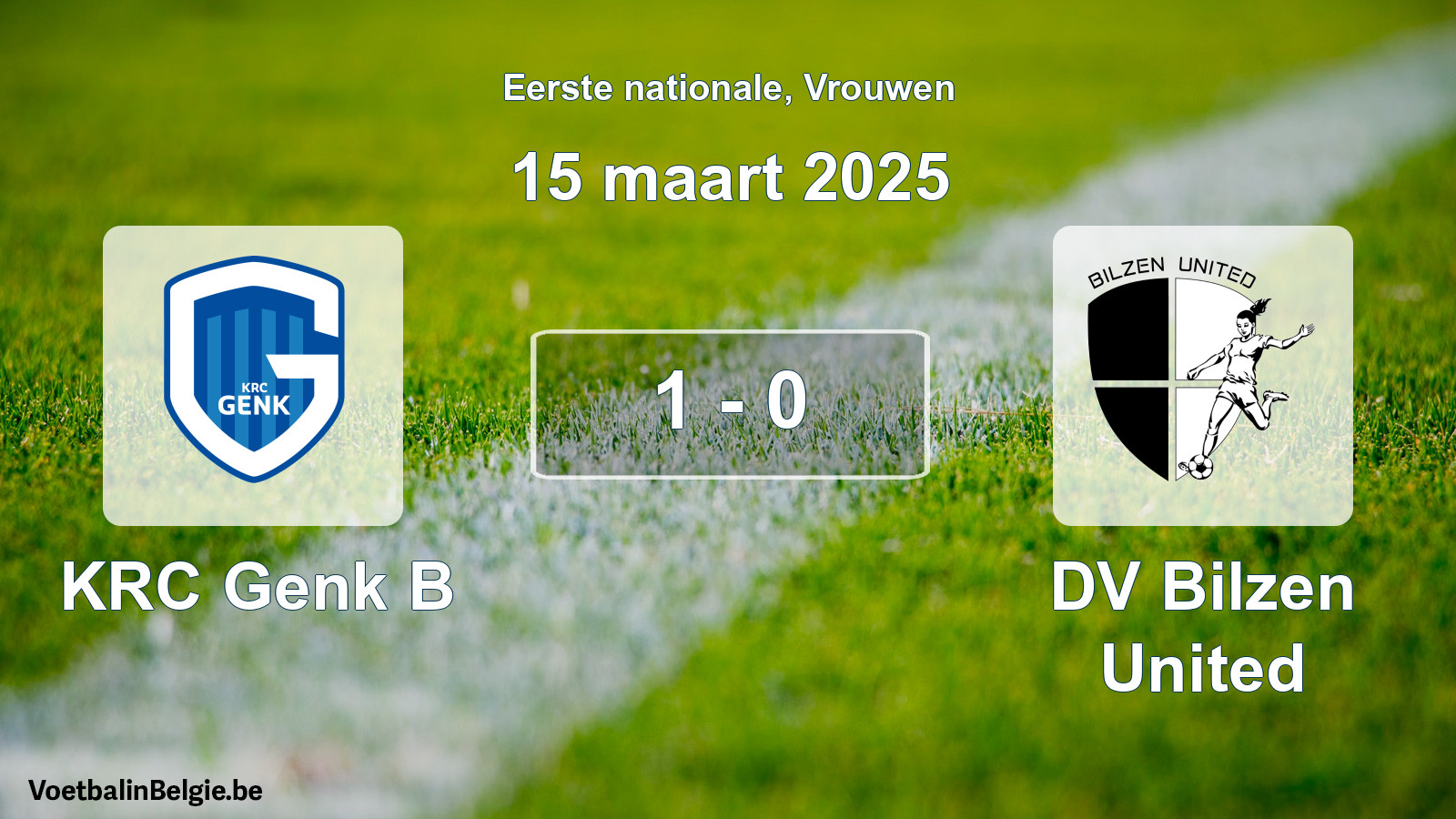 Gespieltes Spiel frauen-Fußball: KRC Genk B - DV Bilzen United 1 - 0 (15 März 2025)