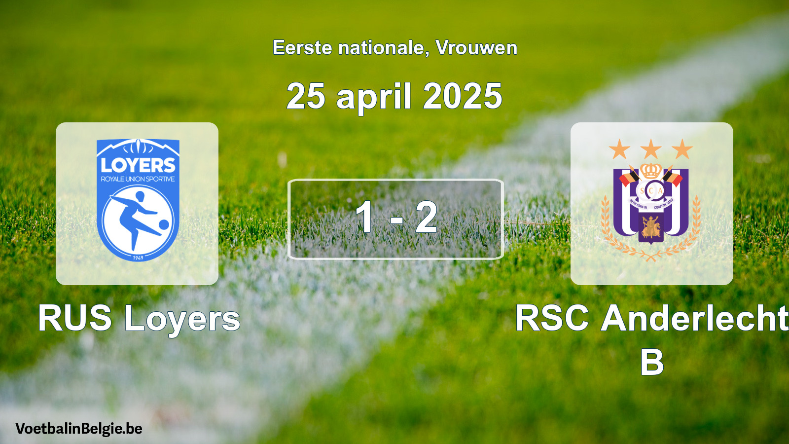 Gespeelde wedstrijd vrouwenvoetbal: RUS Loyers - RSC Anderlecht B 1 - 2 (25 april 2025)
