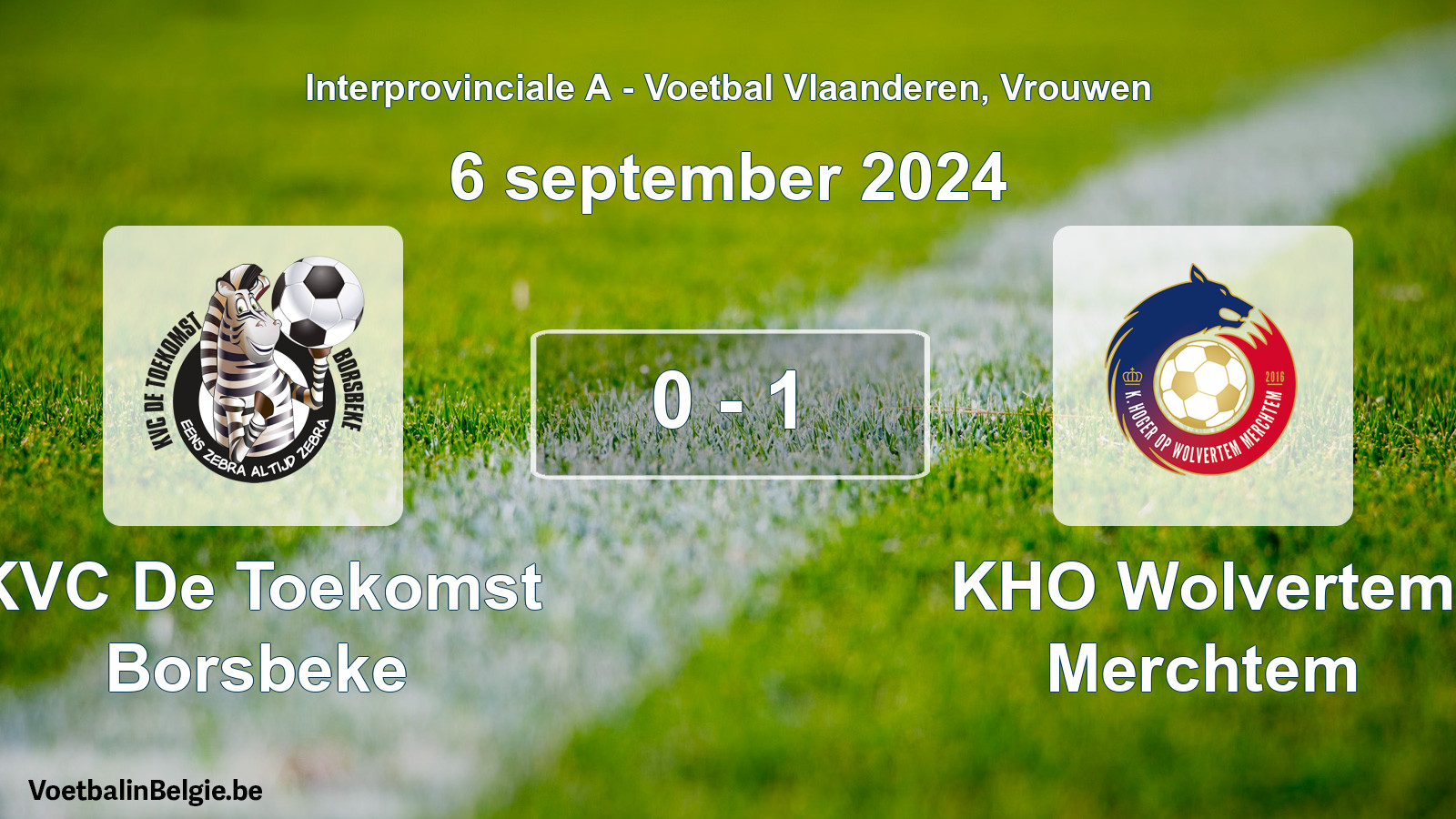 Played match women football: KVC De Toekomst Borsbeke - KHO Wolvertem Merchtem 0 - 1 (6 September 2024)