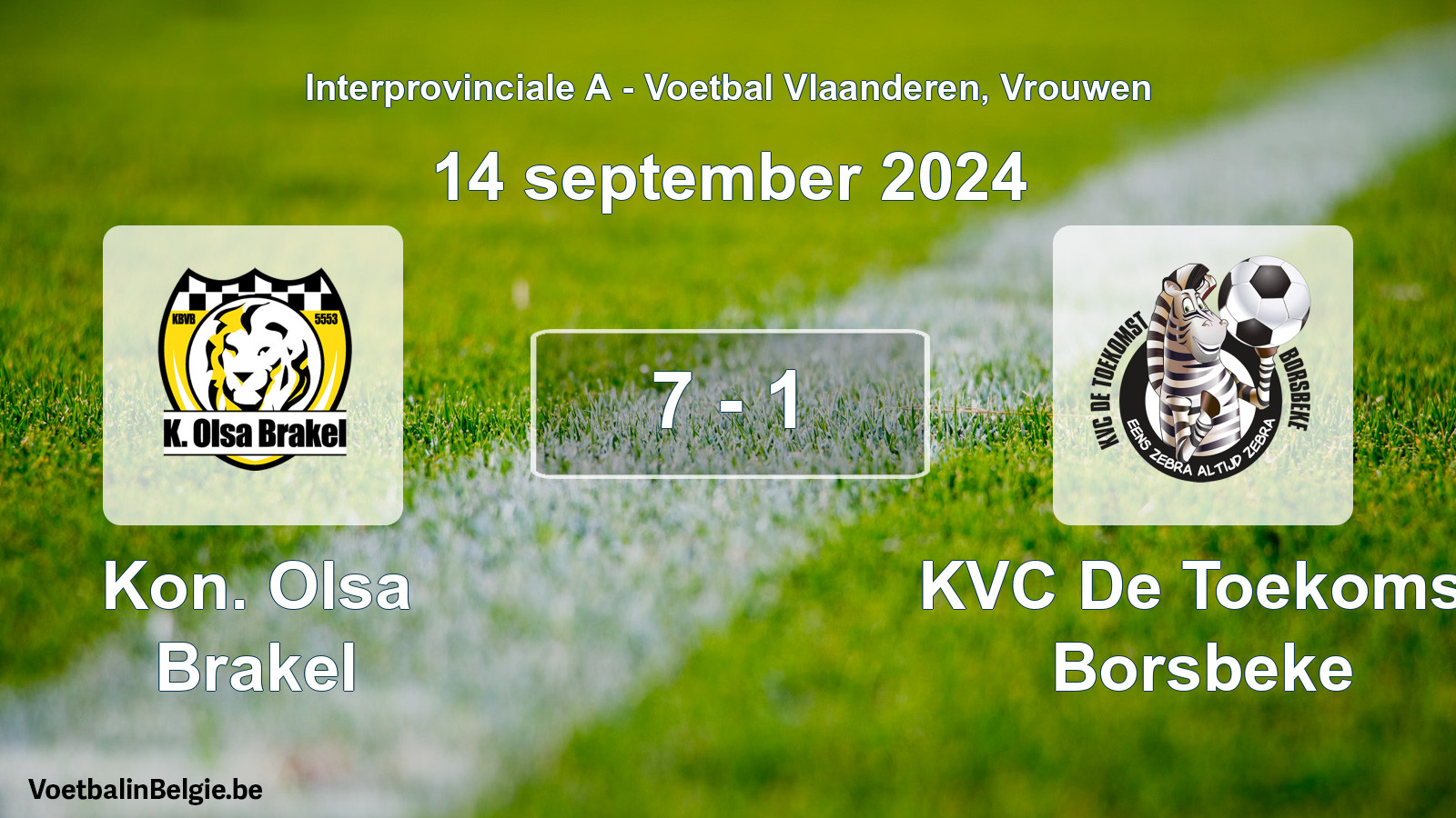 Gespieltes Spiel frauen-Fußball: Kon. Olsa Brakel - KVC De Toekomst Borsbeke 7 - 1 (14 September 2024)
