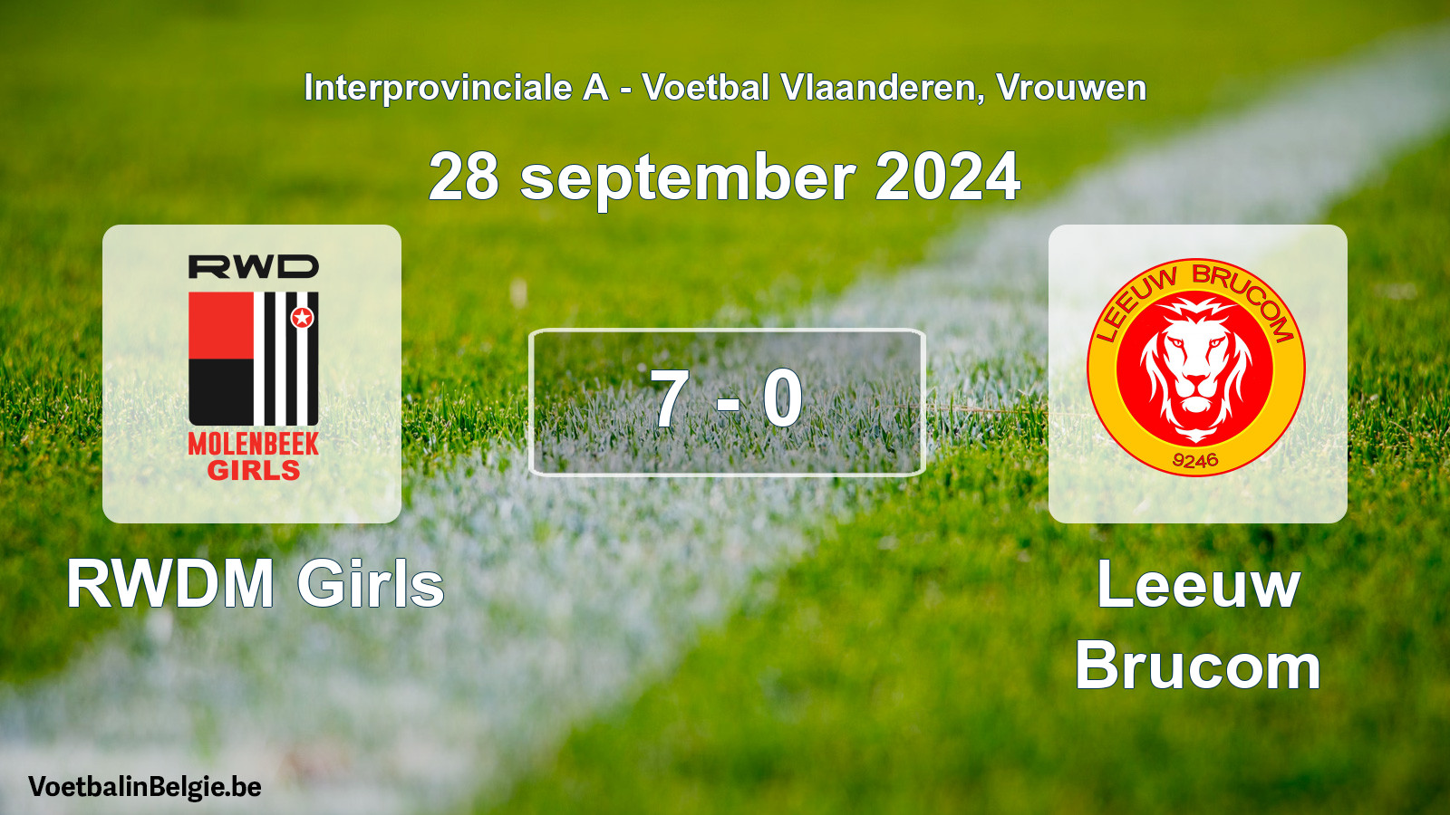 Gespieltes Spiel frauen-Fußball: RWDM Girls - Leeuw Brucom 7 - 0 (28 September 2024)
