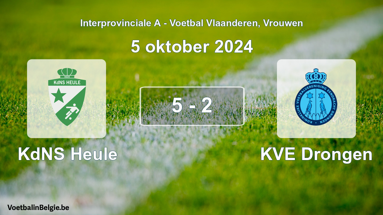 Match joué football femmes: KdNS Heule - KVE Drongen 5 - 2 (5 octobre 2024)