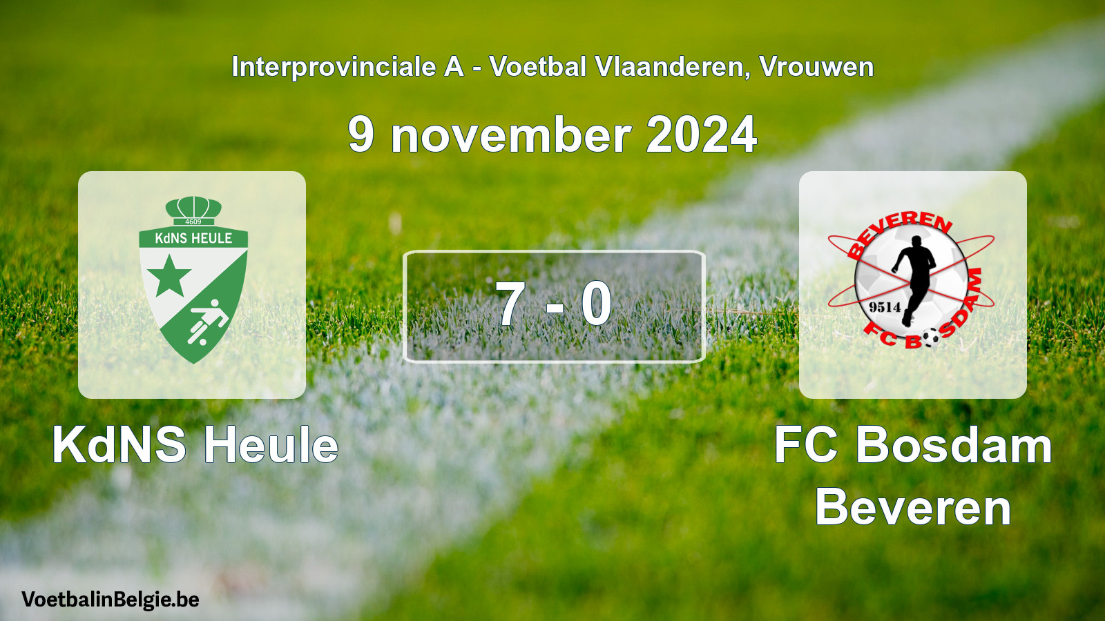 Played match women football: KdNS Heule - FC Bosdam Beveren 7 - 0 (9 November 2024)