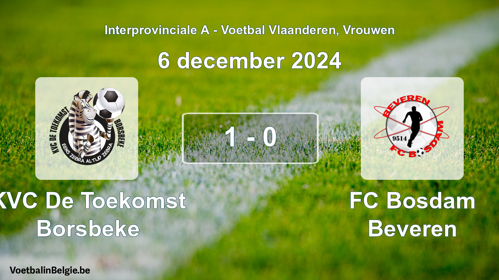 Played match women football: KVC De Toekomst Borsbeke - FC Bosdam Beveren 1 - 0 (6 December 2024)