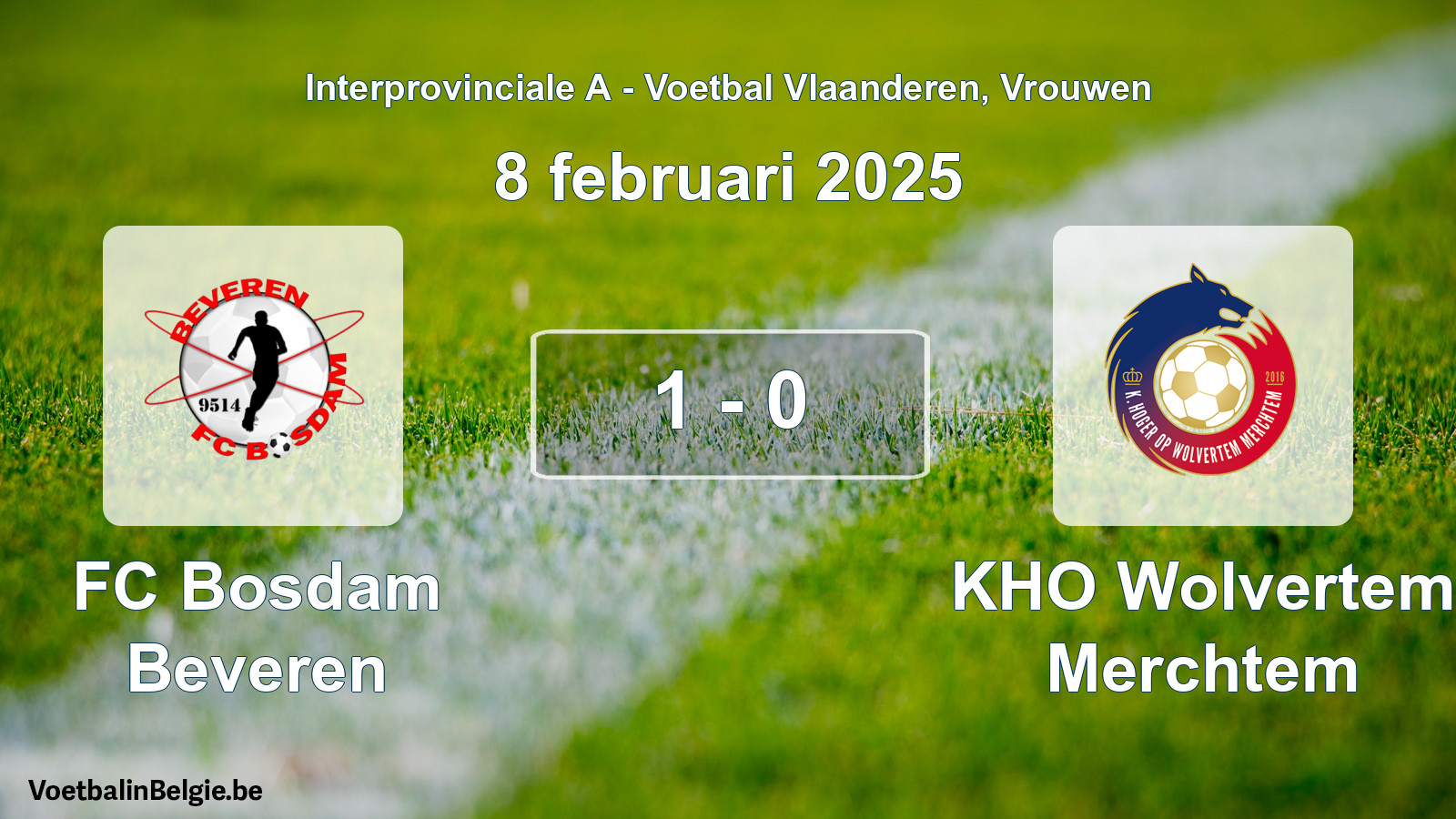 Played match women football: FC Bosdam Beveren - KHO Wolvertem Merchtem 1 - 0 (8 February 2025)