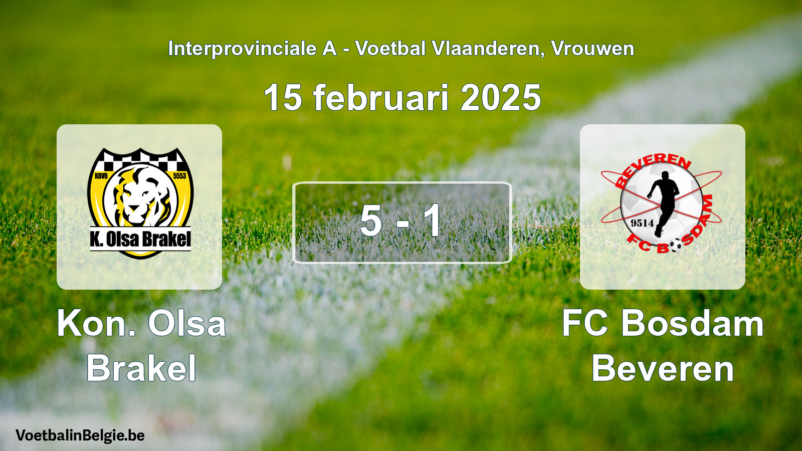 Gespieltes Spiel frauen-Fußball: Kon. Olsa Brakel - FC Bosdam Beveren 5 - 1 (15 Februar 2025)